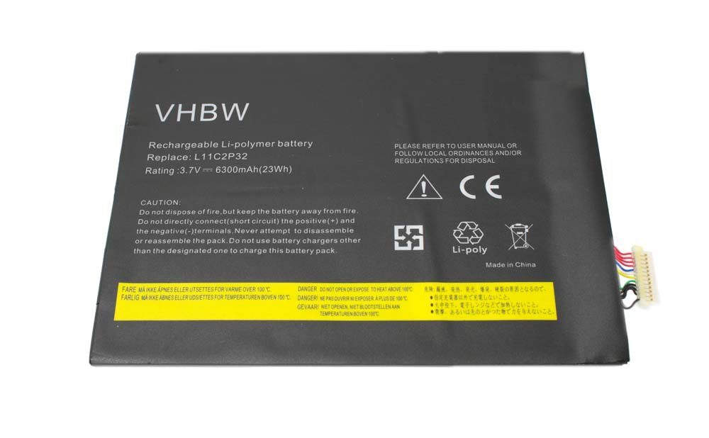 vhbw kompatibel mit Lenovo IdeaTab S6000, S600H, S6000L-F, B6000F Laptop-Akku Li-Ion 6300 mAh (3,7 V)