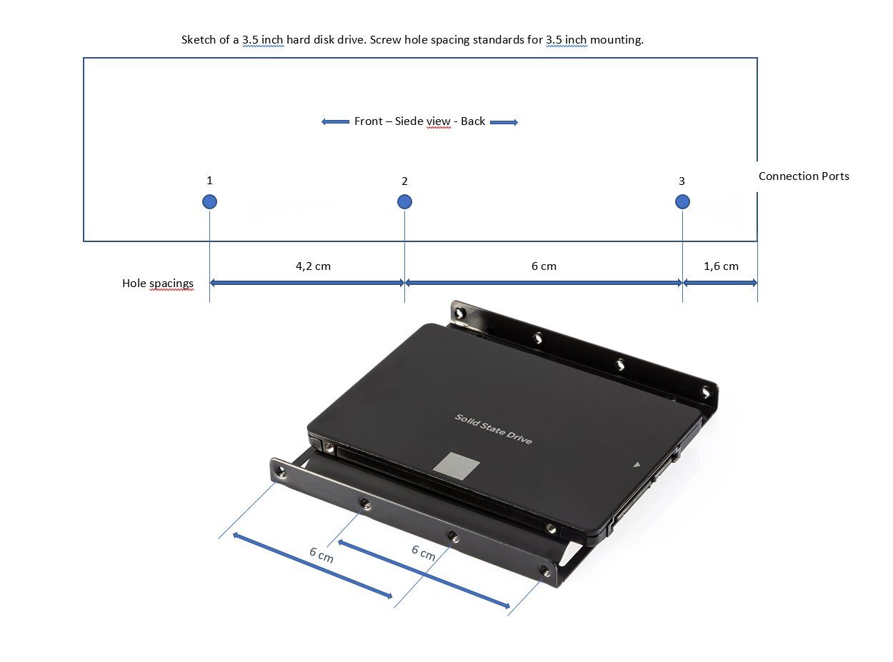 Poppstar Festplatten-Einbaurahmen, Einbaukit, HDD SSD Einbaurahmen und  Halterung für interne 2,5 Zoll Festplatten, inkl. Schrauben, Sata 3 Daten  und Stromkabel (Sata-Molex)