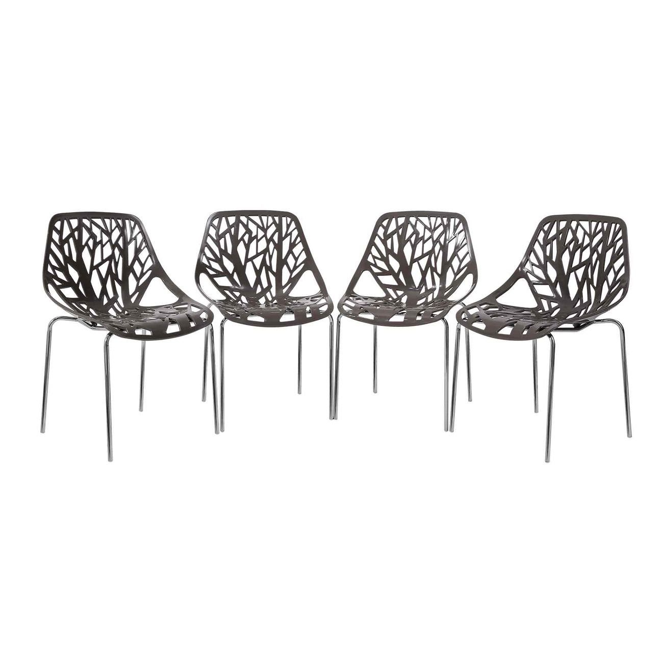 Makika Esszimmerstuhl Retro Stuhl Design-Stuhl Set in Grau CALUNA 4er 