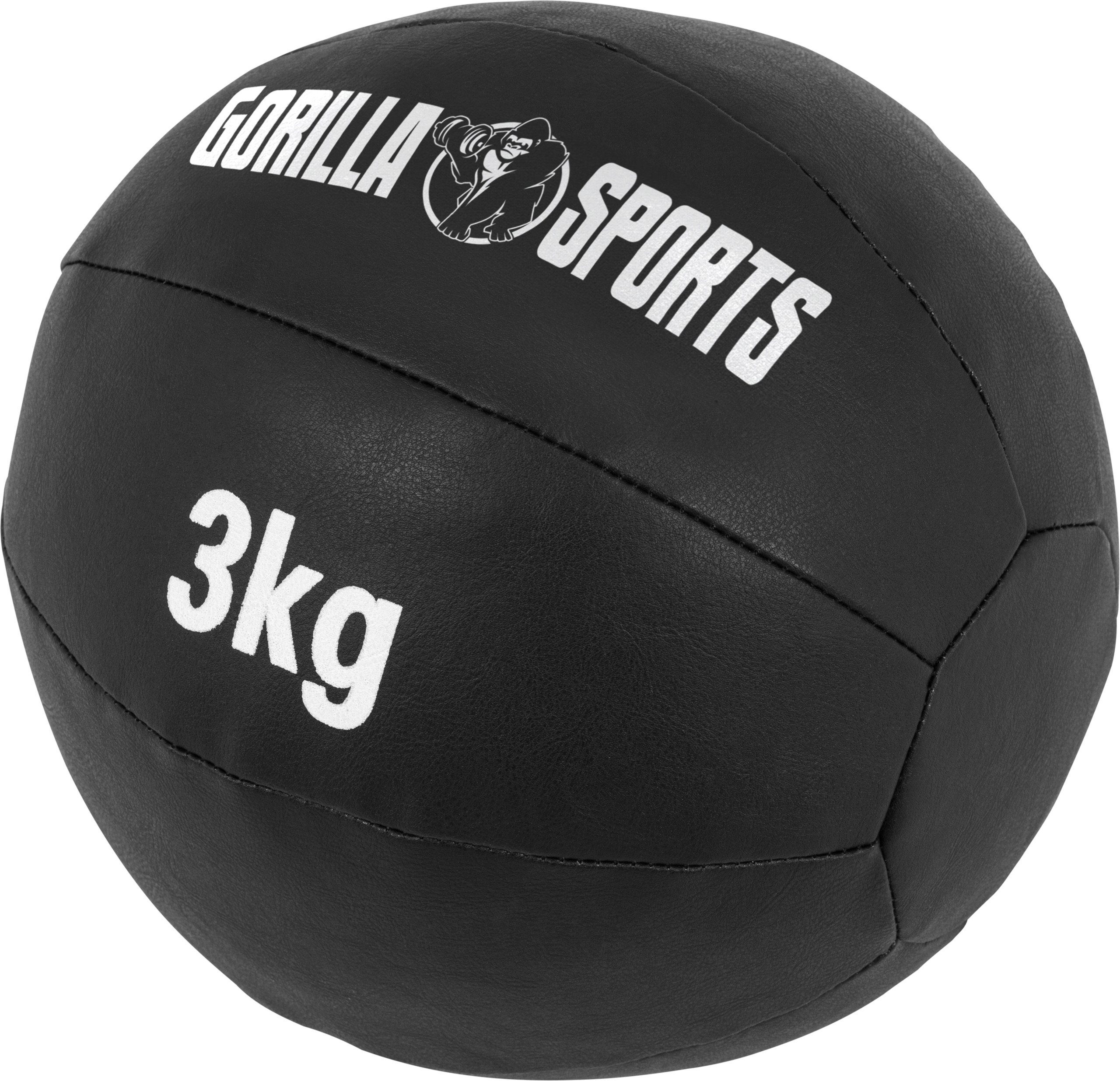 29cm, Trainingsball, GORILLA SPORTS Gewichtsball Fitnessball, Leder, Medizinball Einzeln/Set, 3 aus kg