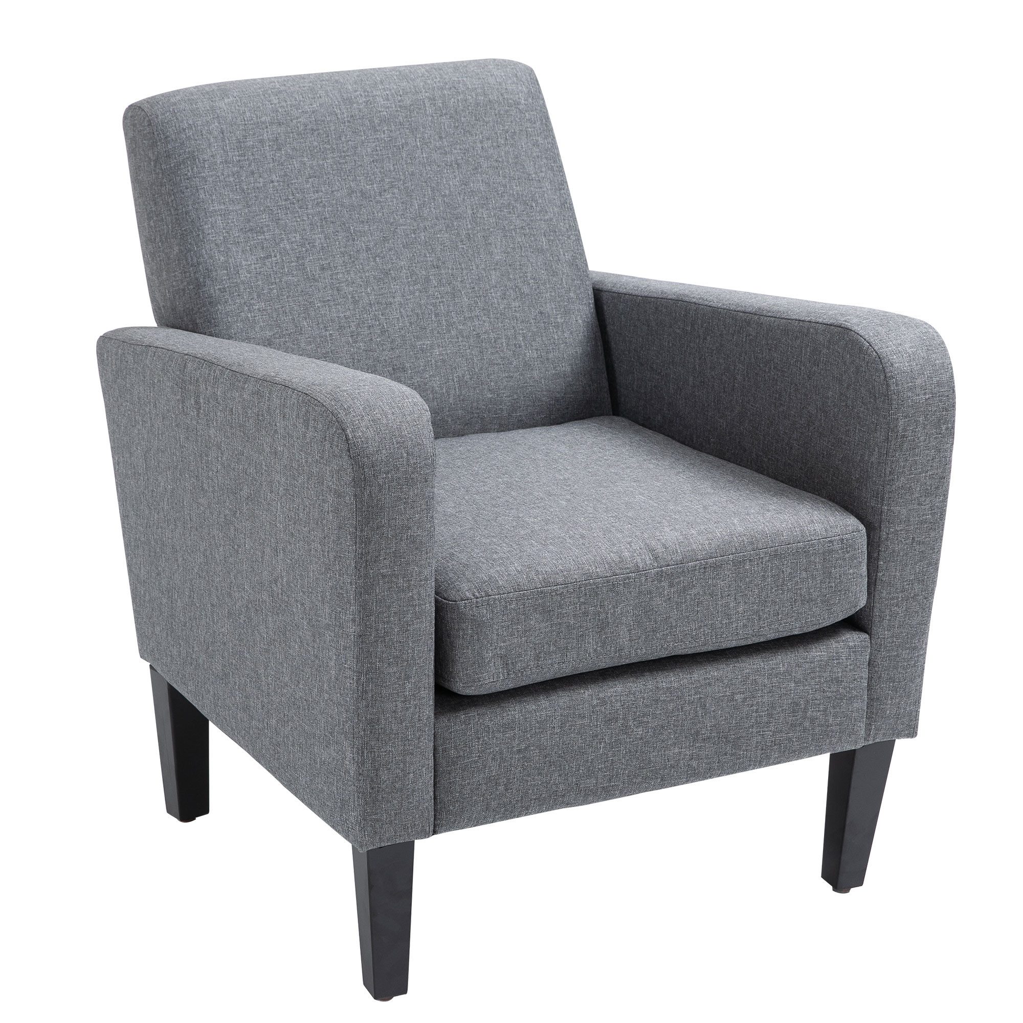 HOMCOM Sessel Loungesessel mit Armlehnen, Relaxsessel mit Kissen (Polstersessel, 1-St., Einzelsessel), Leinenstoff Hellgrau 66 x 72 x 74 cm – Bild 2 von 5