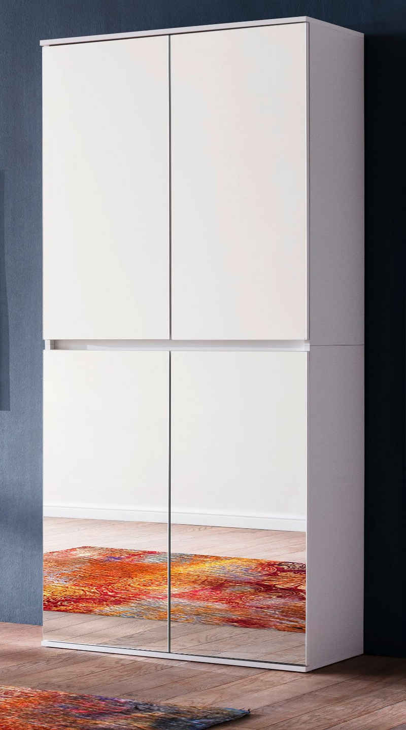 Furn.Design Garderobenschrank Reflect (Garderobe und Schuhschrank in weiß, 74 x 191 cm) variable Inneneinteilung