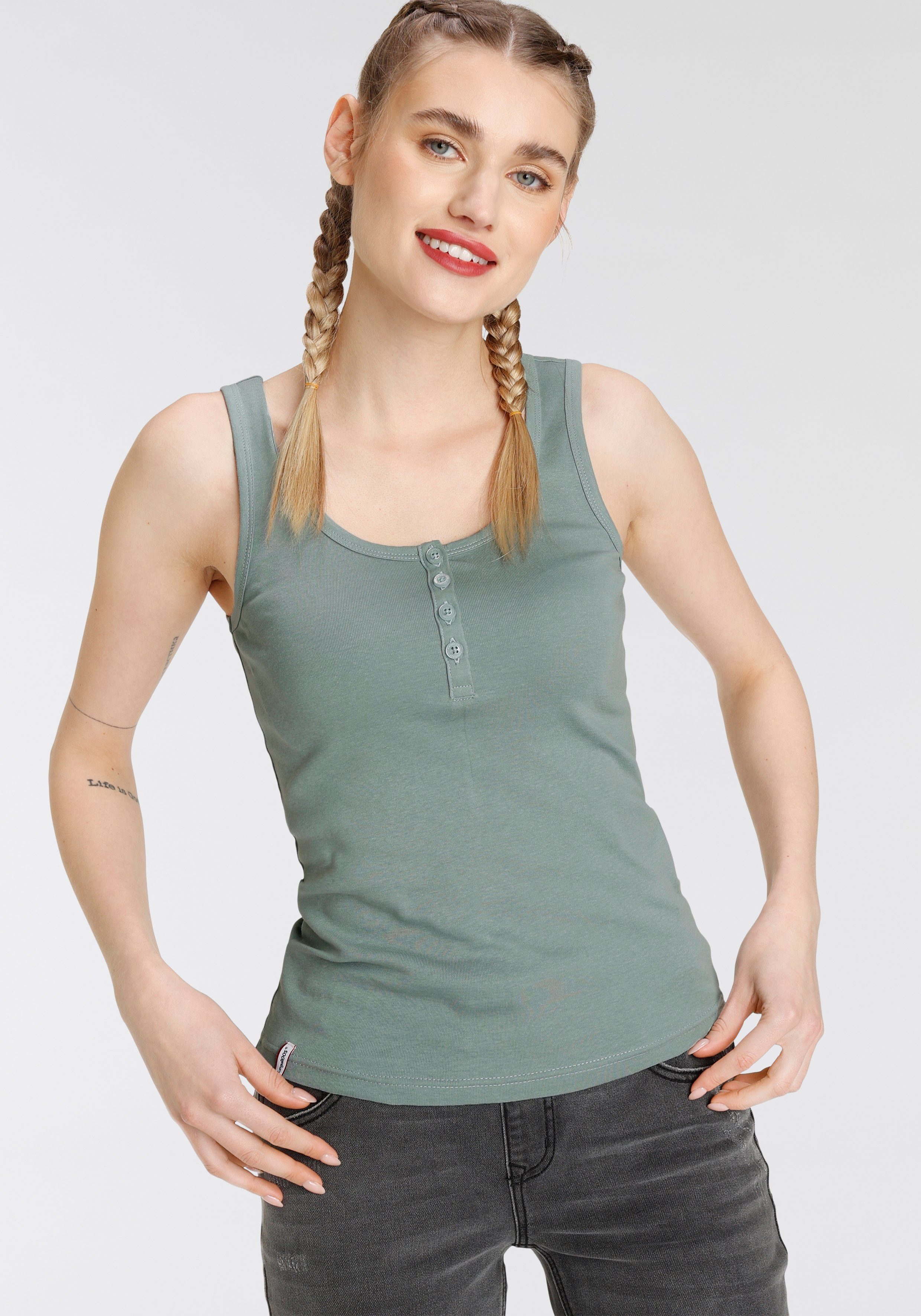 KangaROOS Tanktop (Packung, 2-tlg., 2er-Pack) einmal mit und einmal ohne Knopfleiste