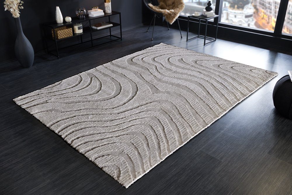 riess-ambiente Teppich WAVE 240x170cm grau, rechteckig, Höhe: 10 mm, Wohnzimmer · Webstoff · 3D-Effekt · Schlafzimmer · Modern Design