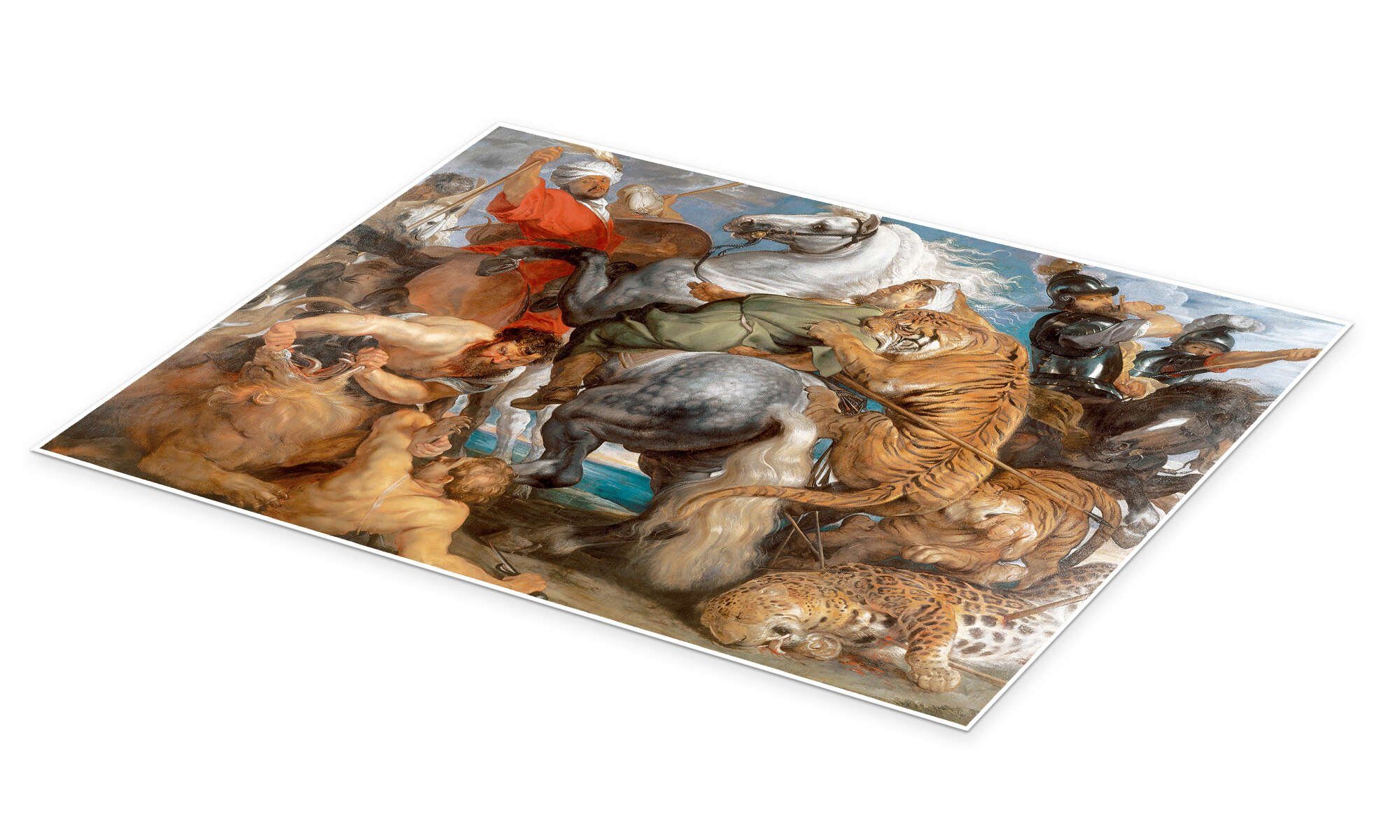 Posterlounge Wandbild Die Tigerjagd, Peter Paul Rubens, erhältlich als Poster, Leinwandbild, Wandsticker oder Acrylglasbild