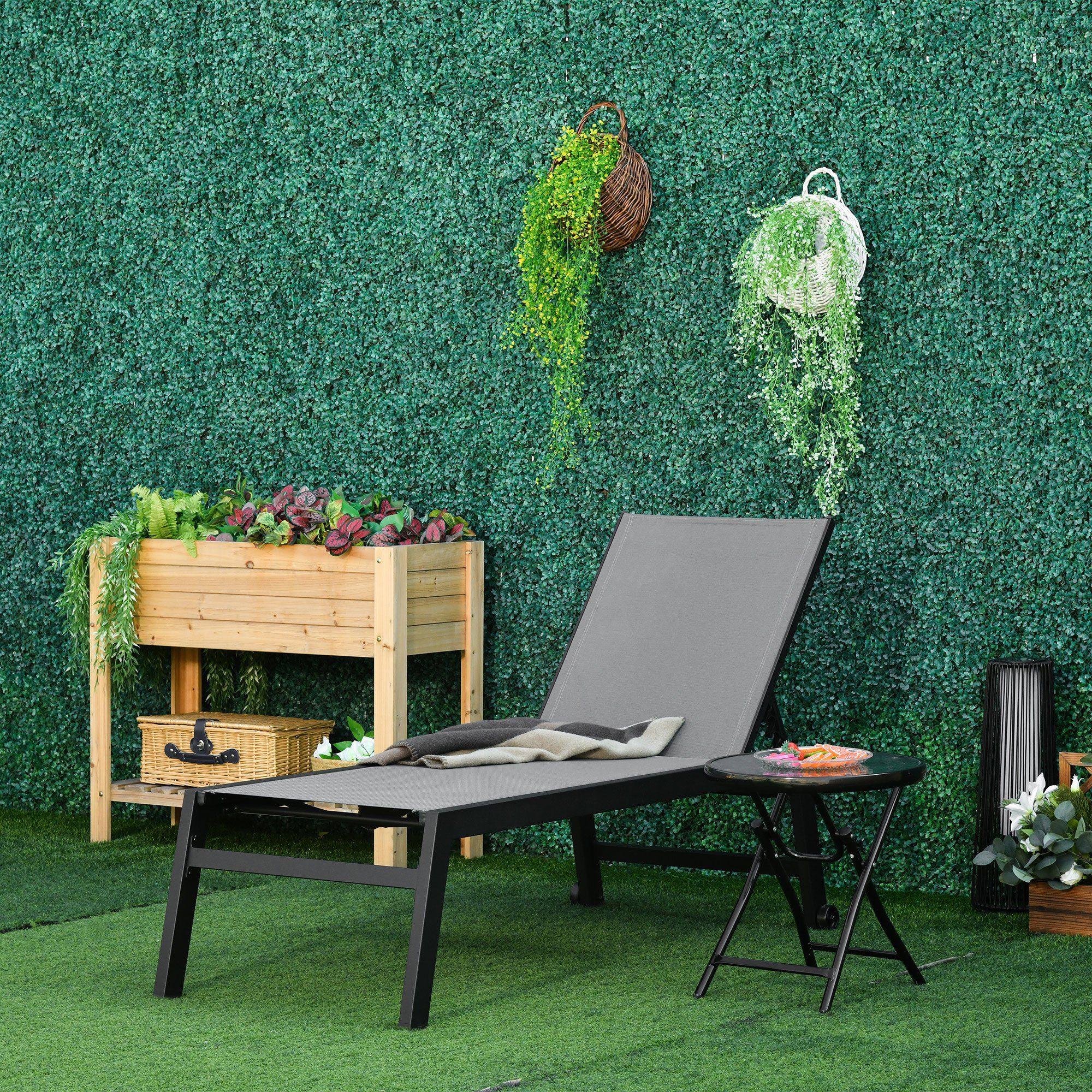 Outsunny Gartenliege Sonnenliege mit Rückenlehnen, Sitzmöbel, günstig online kaufen