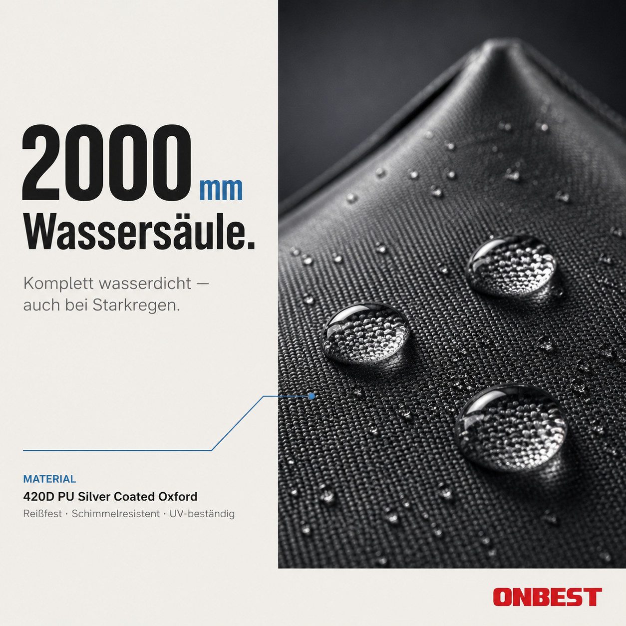 Onbest Pavillon Partyzelt Faltzelt Premium 3x3 Pop-Up mit viel Zubehör, mit 4 Seitenteilen, 420 PU Silver Coated Oxford, wasserdicht, UV 50+ – Bild 4 von 5