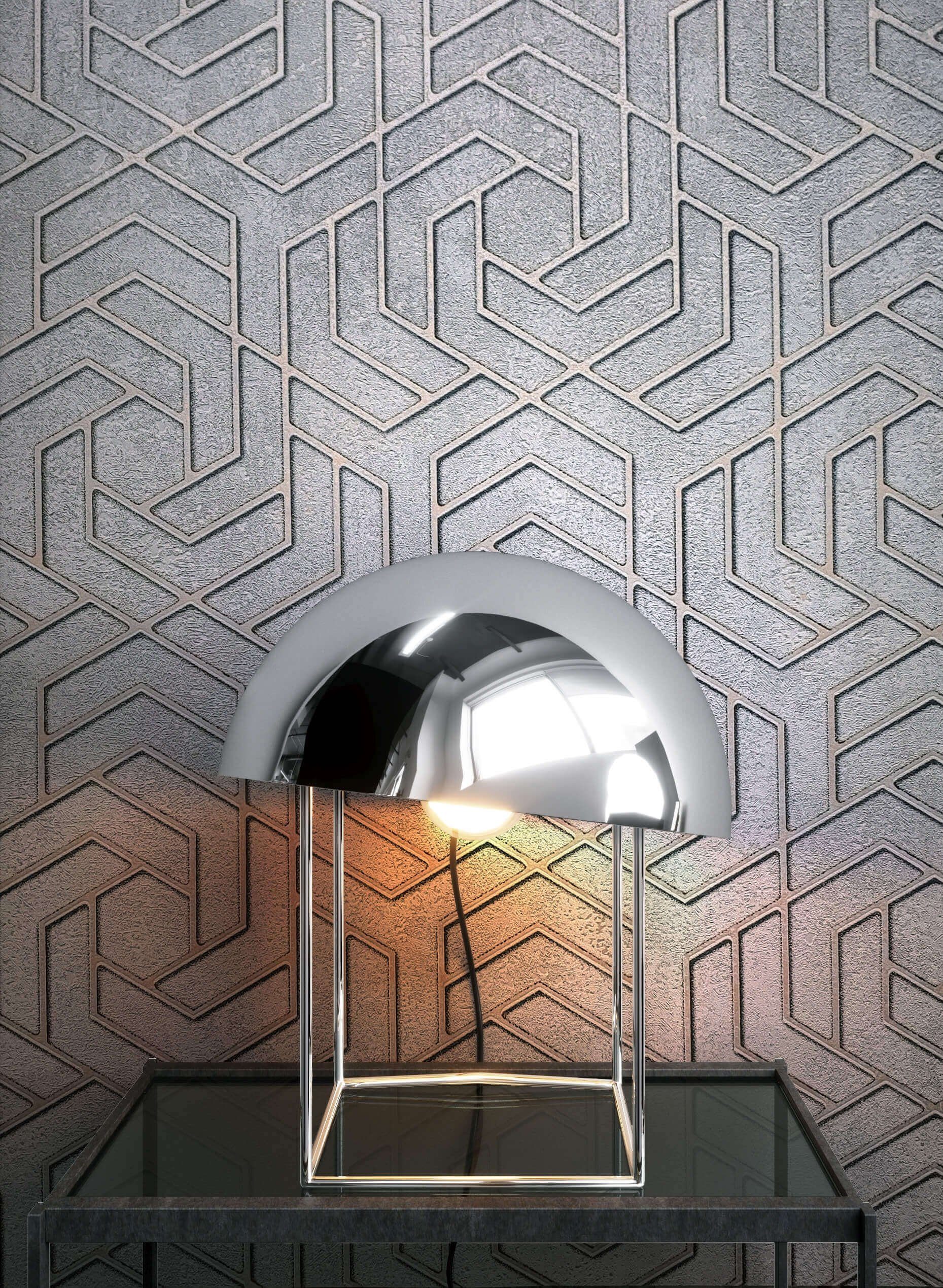 Newroom Vliestapete, Grau Tapete Grafisch Glänzend günstig online kaufen