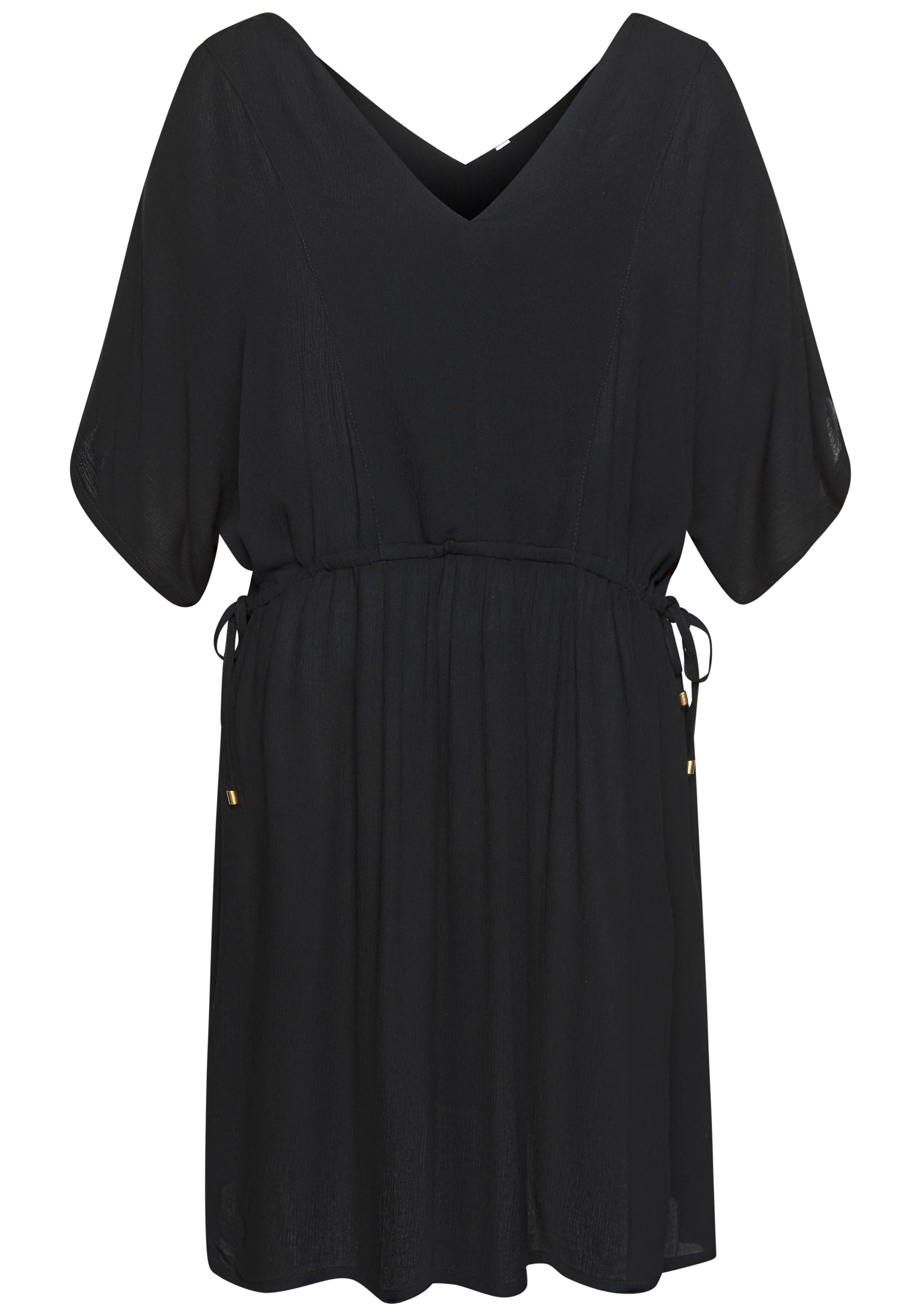 s.Oliver Longtunika aus gekreppter Viskose, kurzes Strandkleid, Blusenkleid, taillierbar. € 39,99