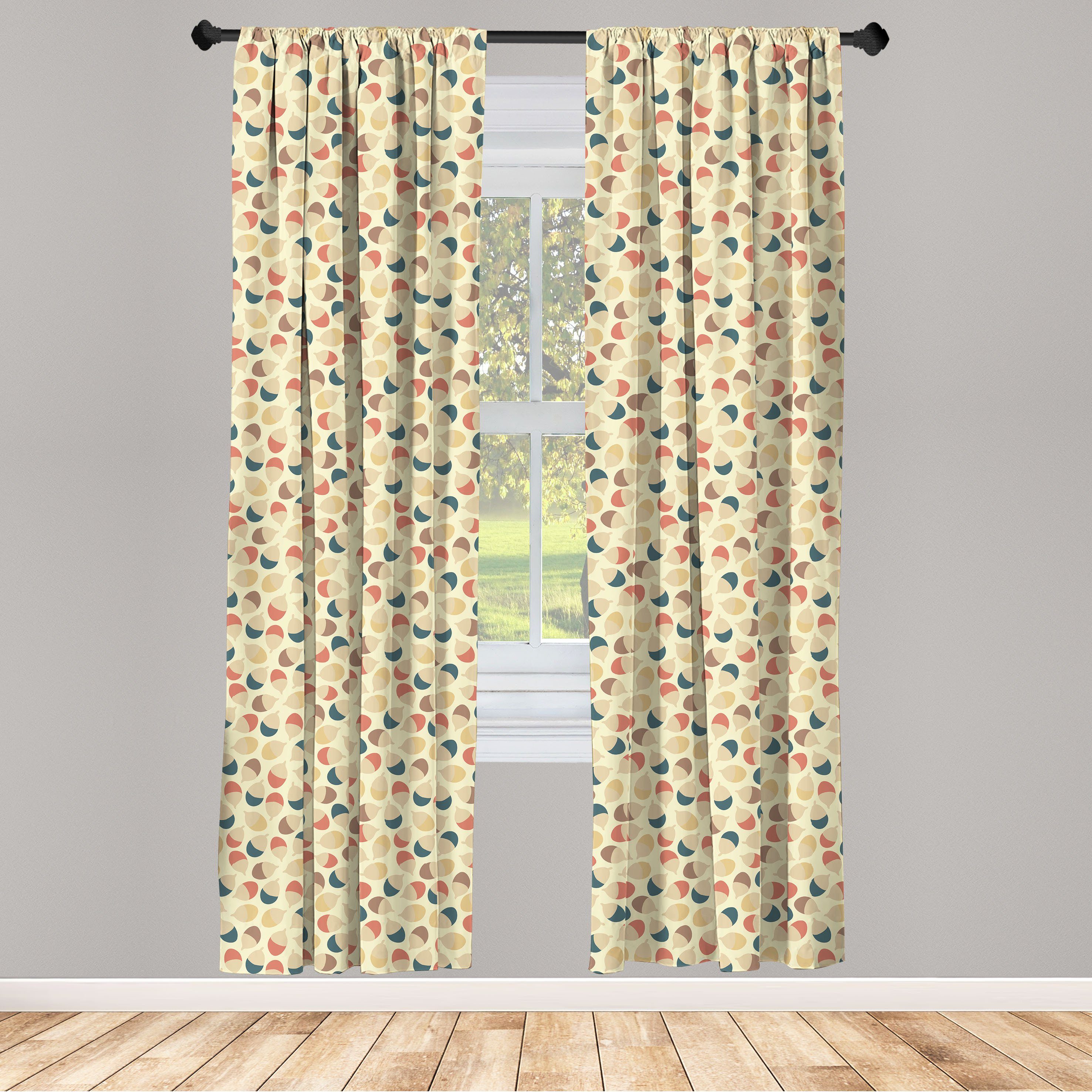 Gardine Vorhang für Wohnzimmer Schlafzimmer Dekor, Abakuhaus, Microfaser, Eichel Bunte Eiche Seed-Muster