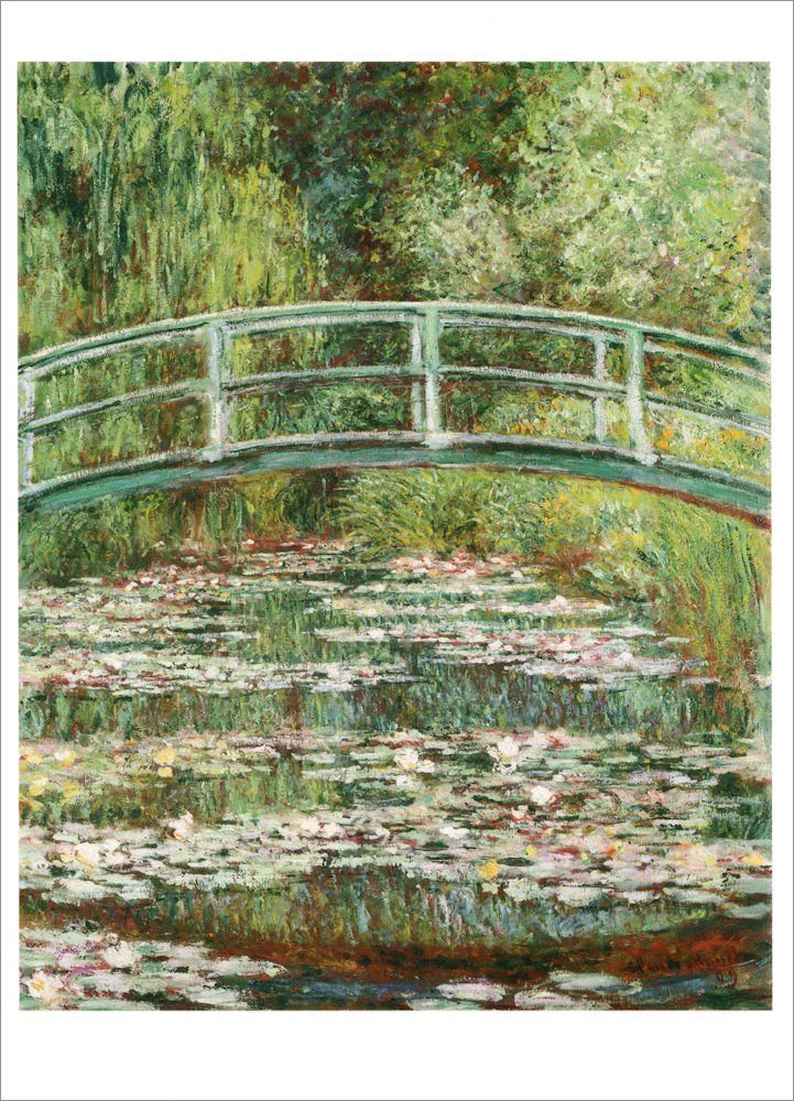 einen Postkarte Kunstkarte über Monet Claude "Brücke Seerosenteich"