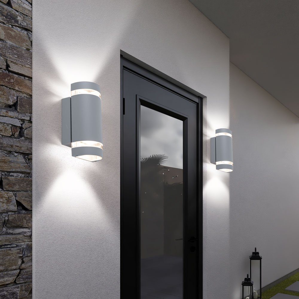 Kanlux Außen-Wandleuchte, Leuchtmittel Leuchte Wand halbrund nicht Lampe Outdoor ALU Druckguss inklusive, Beleuchtung grau