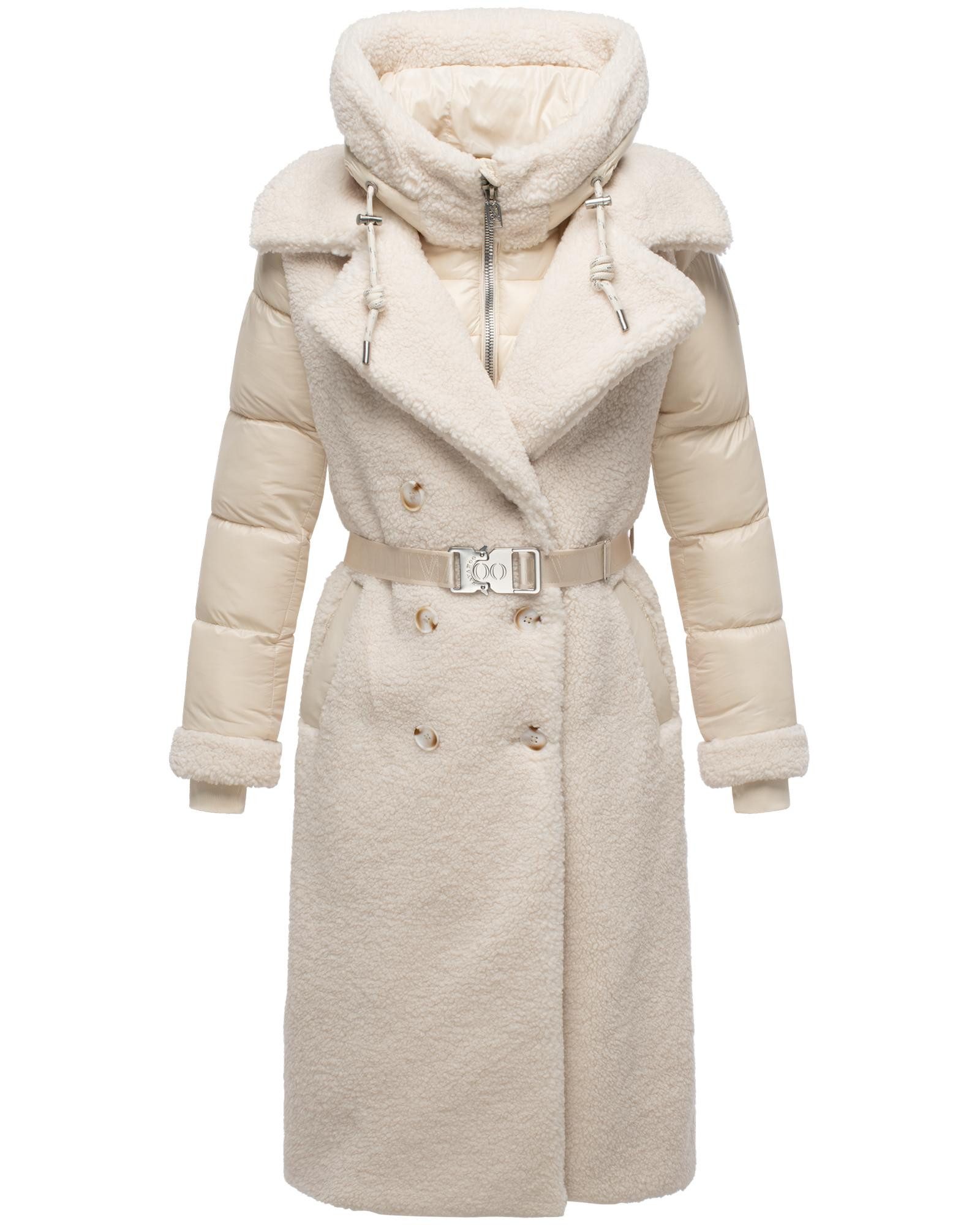 Navahoo Wintermantel Kuscheltraum 14 Modischer Damen Plüschmantel aus angesagtem Materialmix