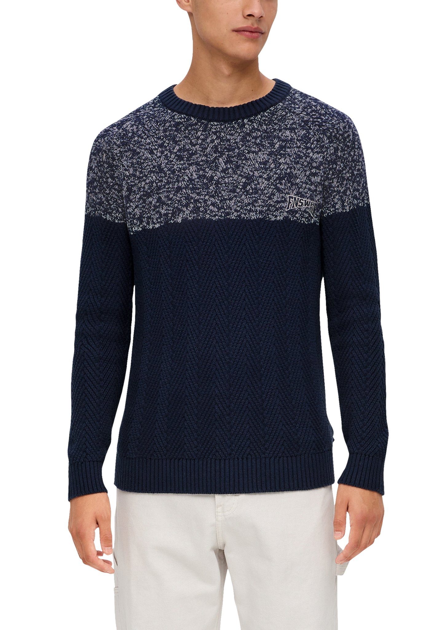 QS Strickpullover in Colorblock-Optik