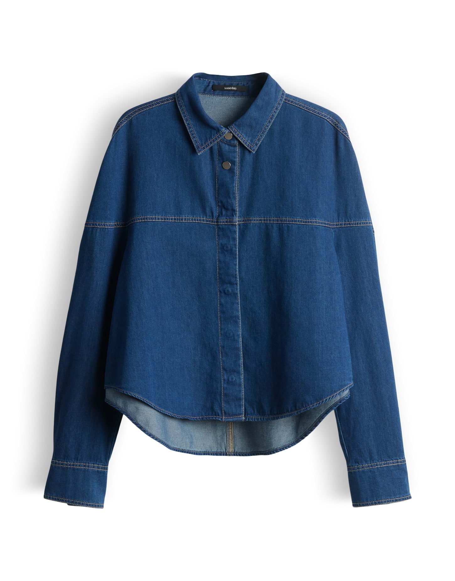 someday Jeansbluse ZOYLA Loose mit kontrastfarbenen Nähten weite Passform, A-Linie, authentische Waschung