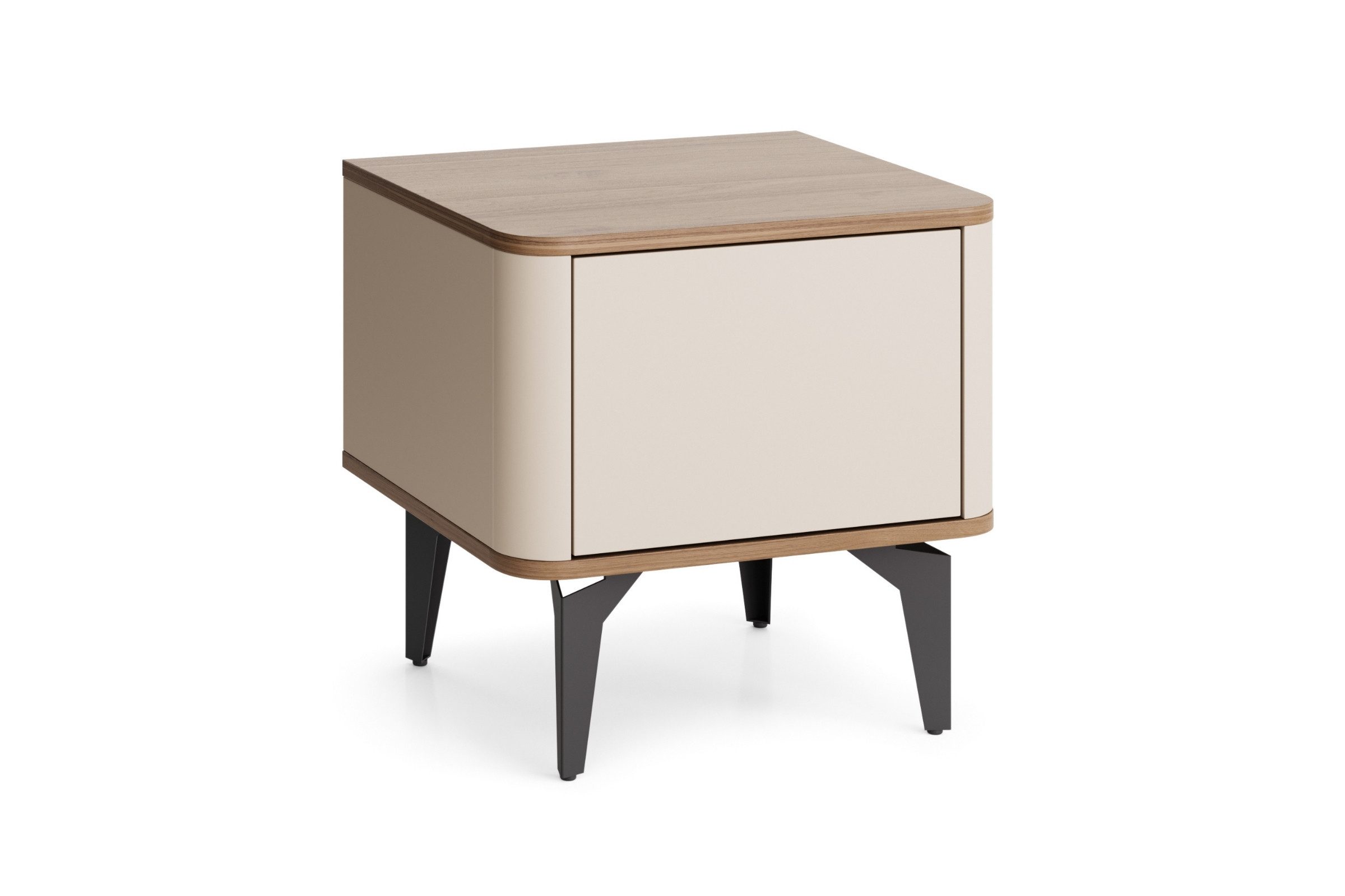 Deine Möbel 24 Nachttisch AURO 10, Nachtkommode mit Tür und Einlegeboden (AURO - Kollektion,in Kaschmir / Royal Nussbaum, 1-St., B/H/T: 48 × 47 × 40,2 cm), ideal für Ihr Schlafzimmer