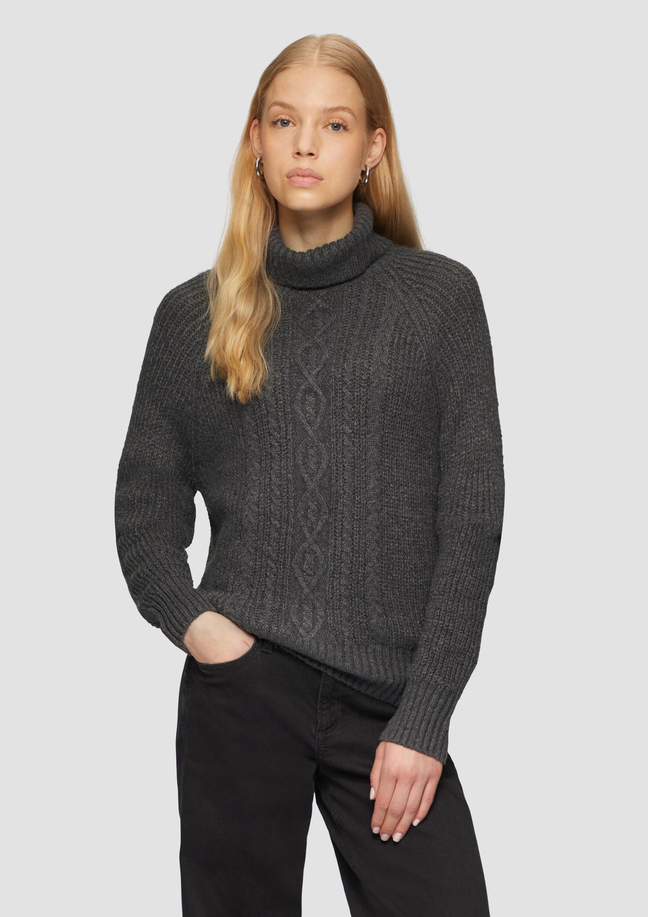 QS Longpullover Strickpullover Kuscheliger Zopfstrickpullover günstig online kaufen