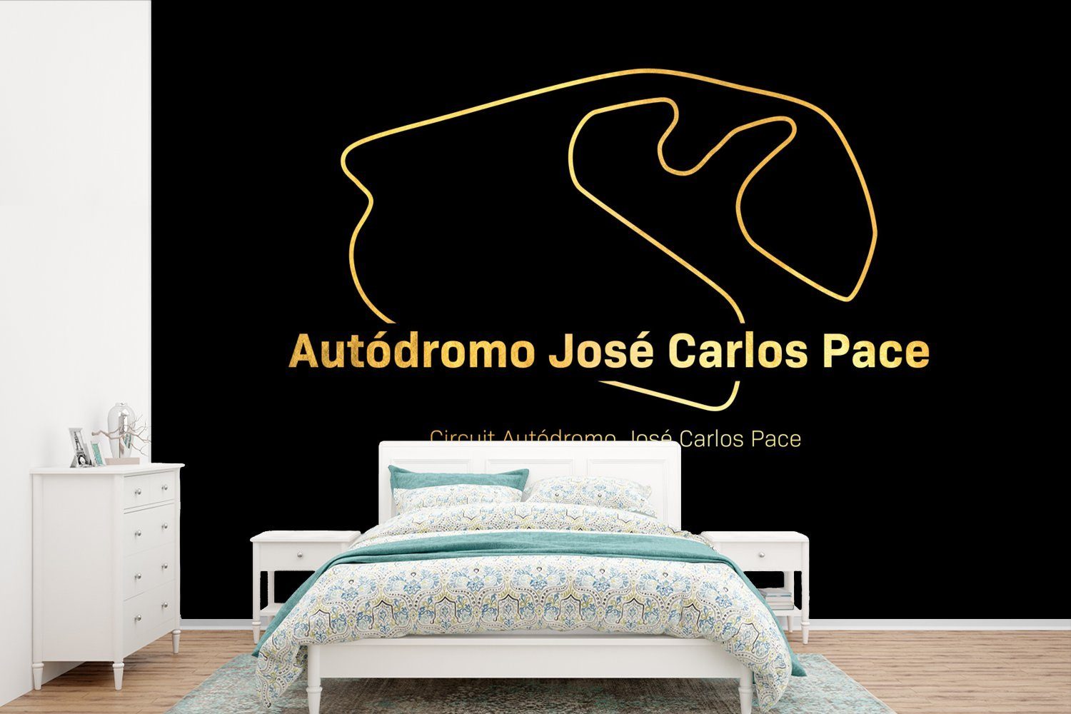 MuchoWow Fototapete Brasilien - Formel 1 - Rennstrecke, Matt, bedruckt, (6 St), Wallpaper für Wohnzimmer, Schlafzimmer, Kinderzimmer, Vinyl Tapete