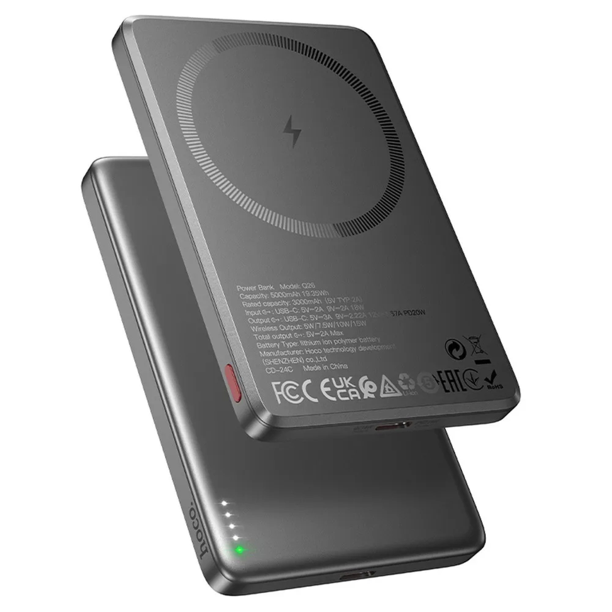 hoco. 5000 mAh kompatibel mit MagSafe PD QC 2A 20W Q26 grau Powerbank (1 St)