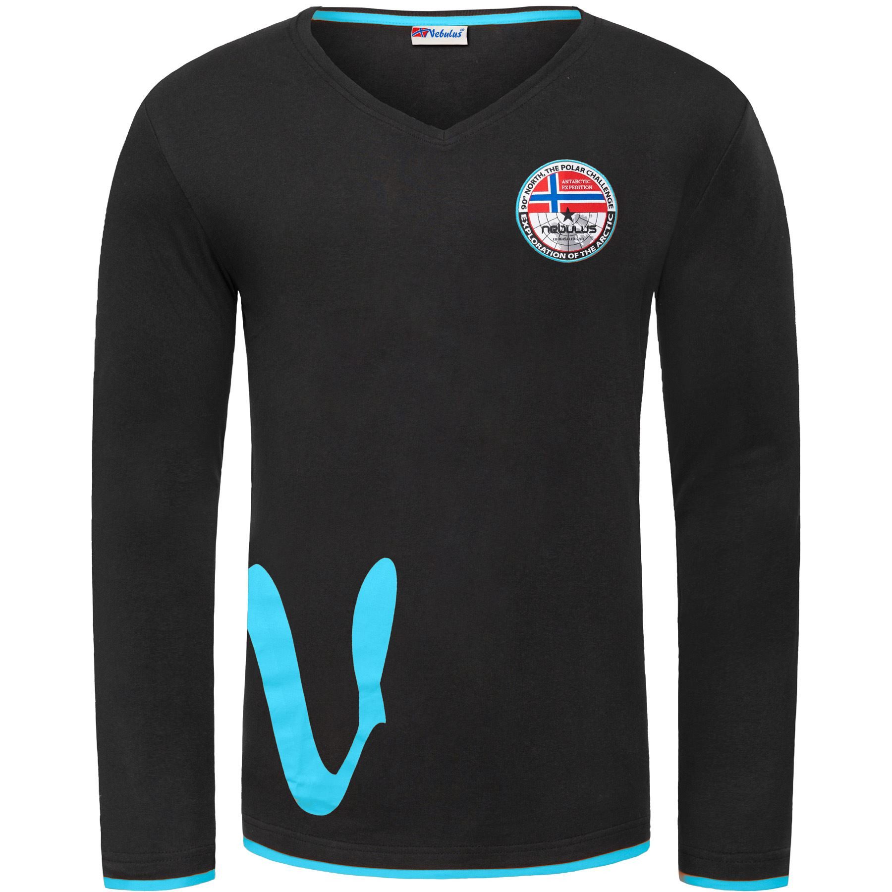 Nebulus Langarmshirt VEIT, P5373 - Herren, schwarz-türkis, XXL