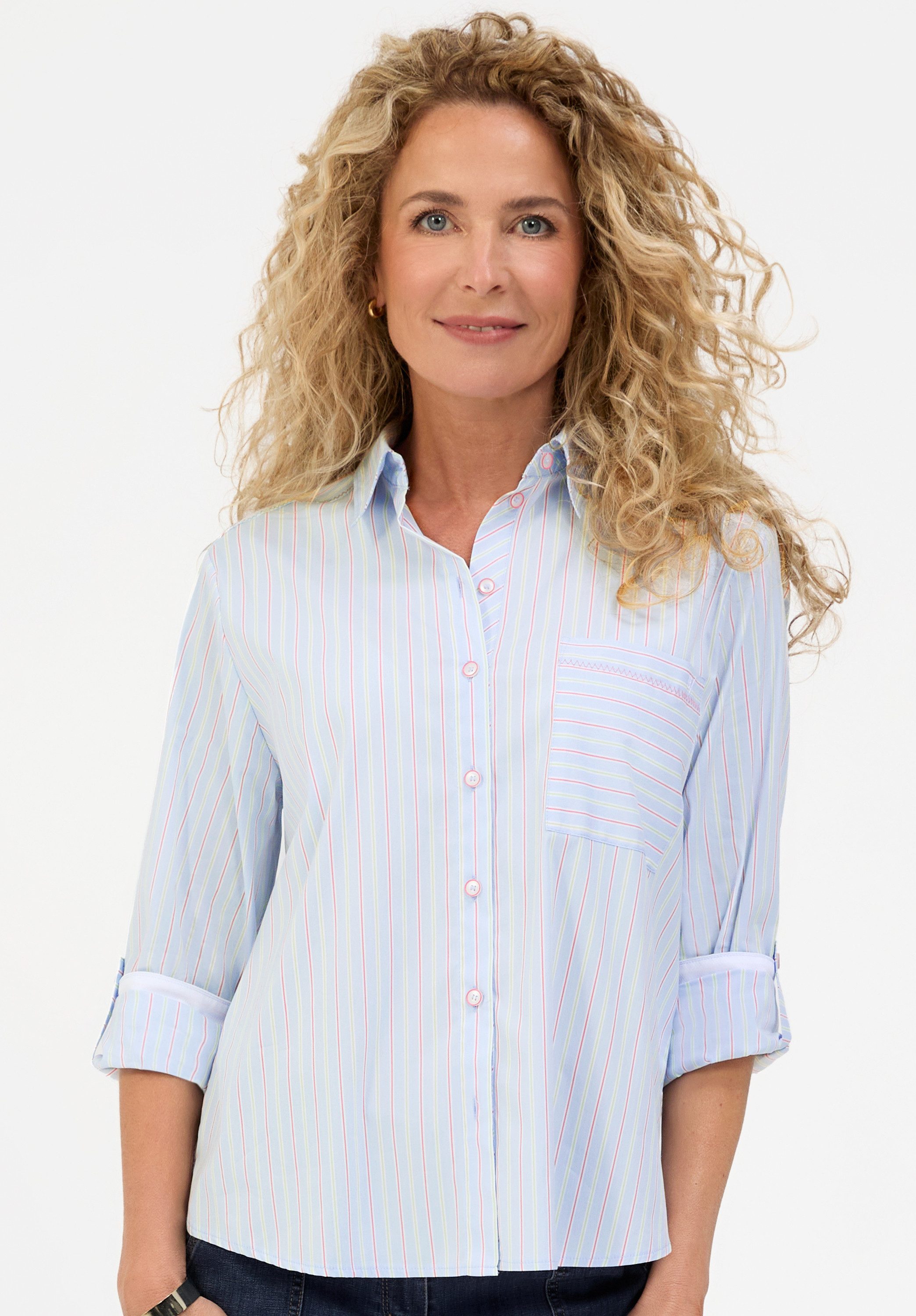 bianca Hemdbluse ANINA mit modischen Kontrast-Details