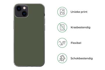 MuchoWow Handyhülle Grün - Einfarbig - Olivgrün, Handyhülle Apple iPhone 13, Smartphone-Bumper, Print, Handy
