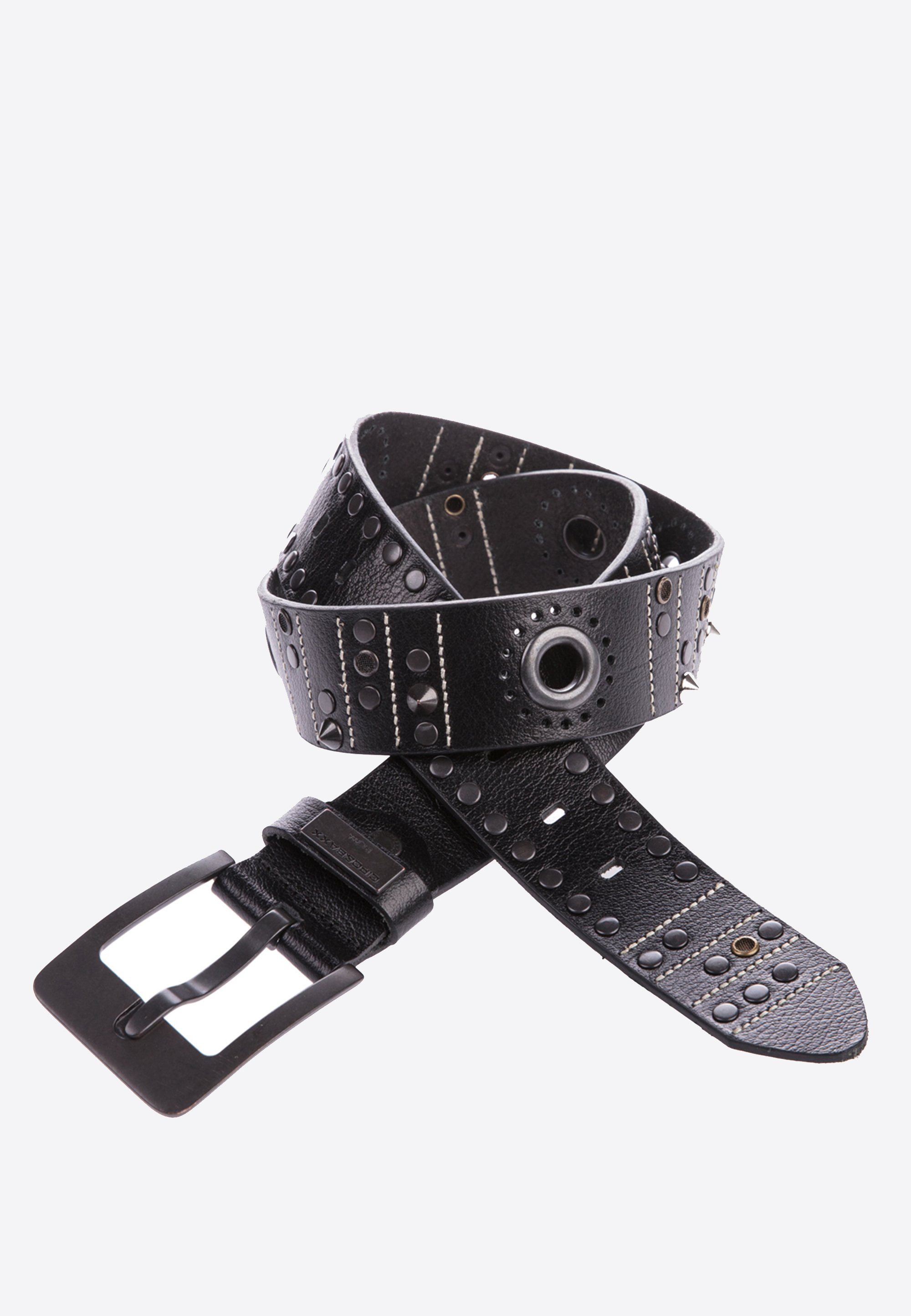 Baxx stylischen & mit CG162 Nietenapplikationen schwarz Ledergürtel Cipo