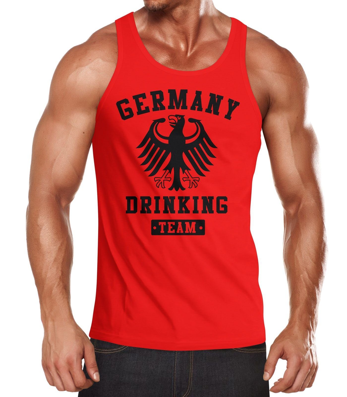 MoonWorks Tanktop Deutschland Herren Tanktop Germany Drinking Bier Team Adler Moonworks® mit Print rot