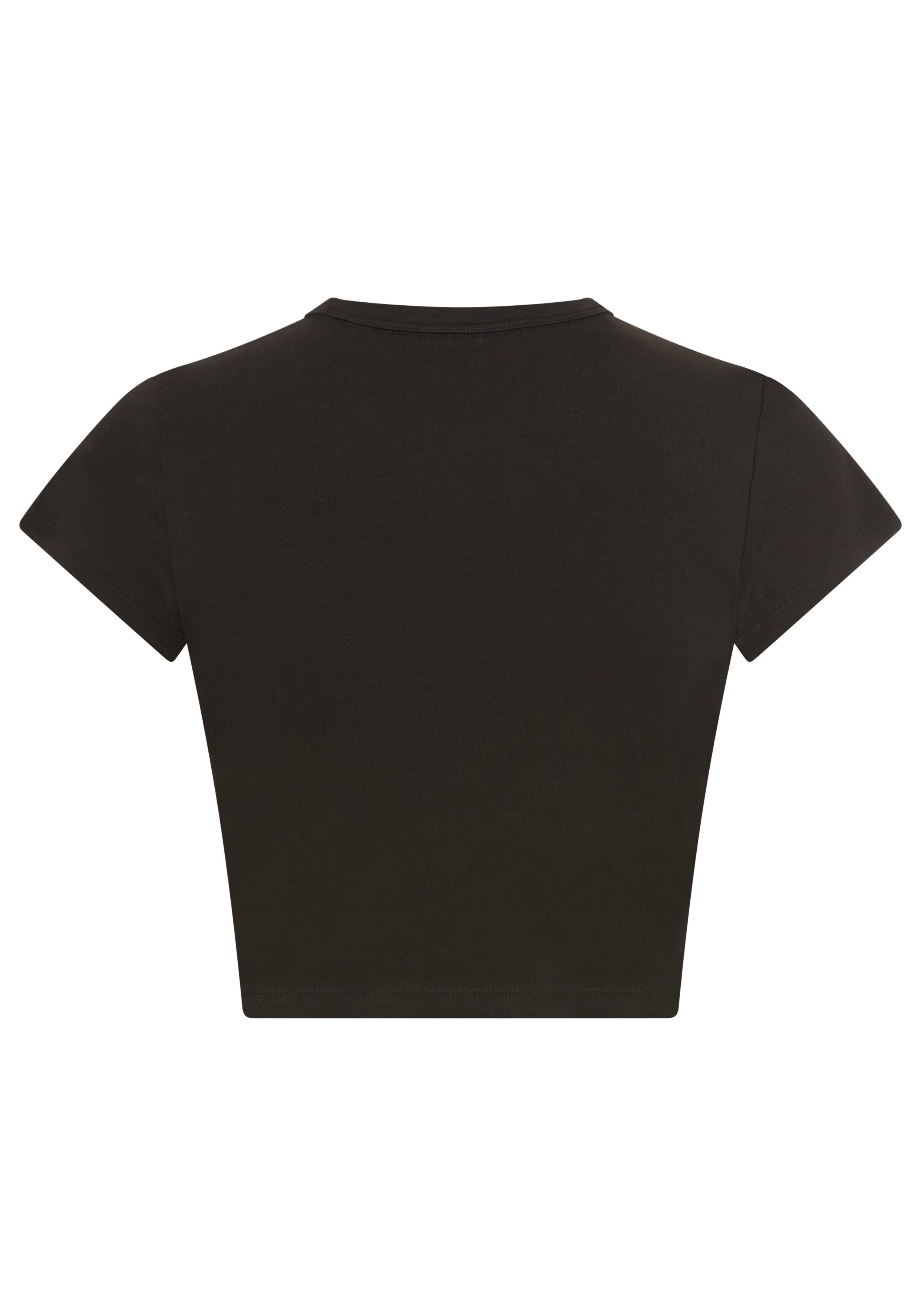 HUGO Kurzarmshirt Dome Cropped, mit Strass-Logo