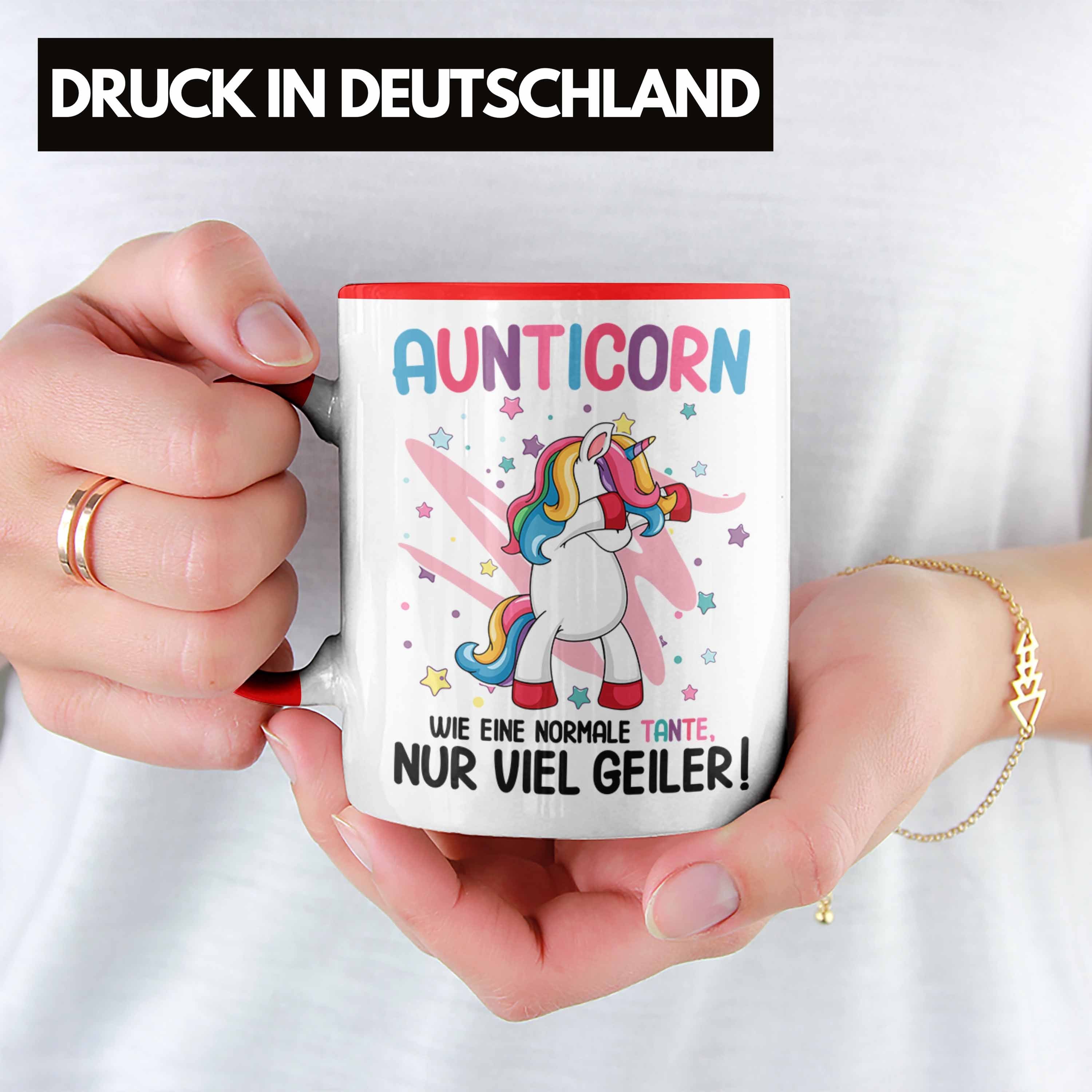 Trendation Tante Beste Aunticorn Tante Geschenk Einhorn Eine Geburtstag Rot Lustig Trendation - Normale Spruch Tasse Wie
