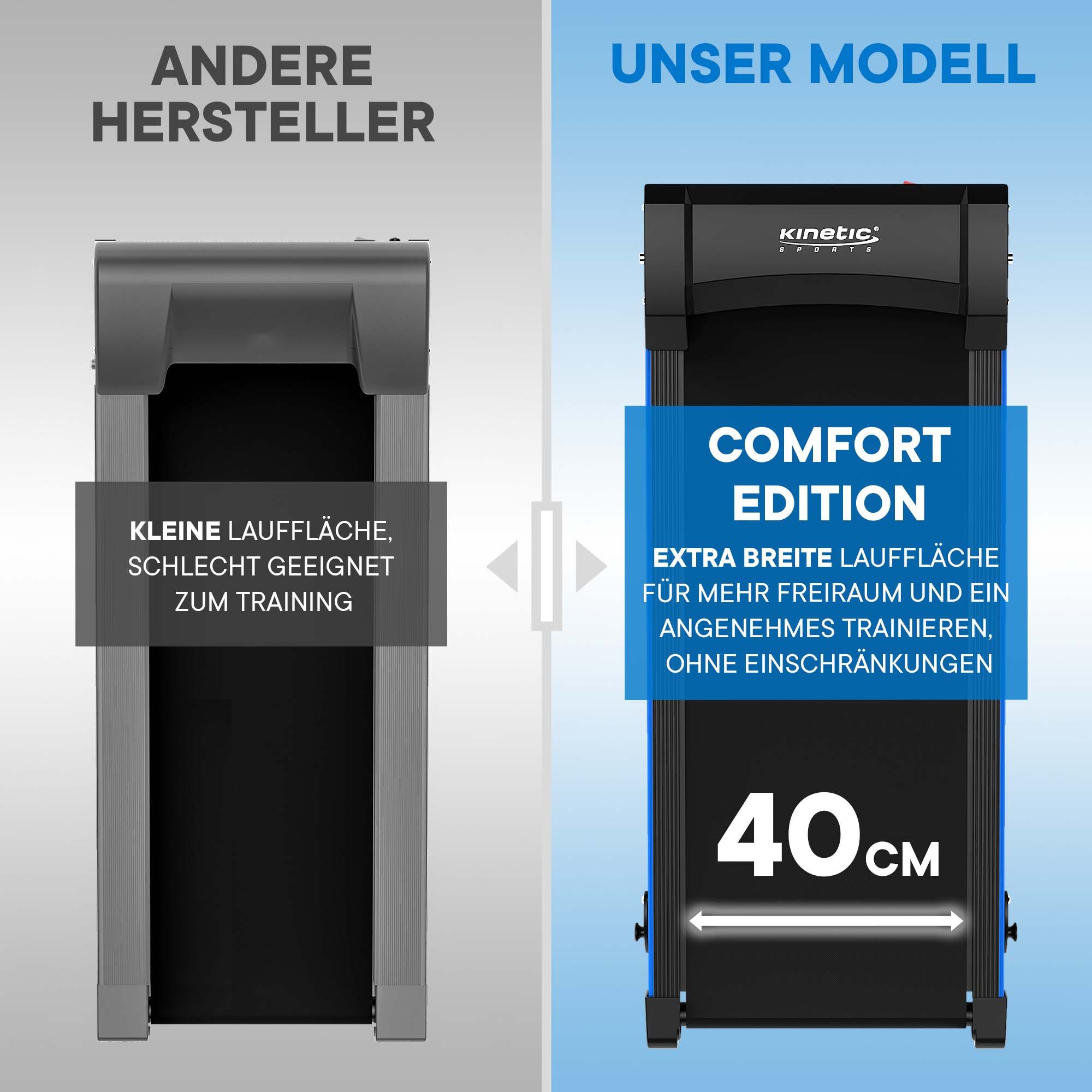 Kinetic Sports Laufband, klappbar mit Pulsgurt, LCD-Display, 750 Watt Motor, bis 10 km/h