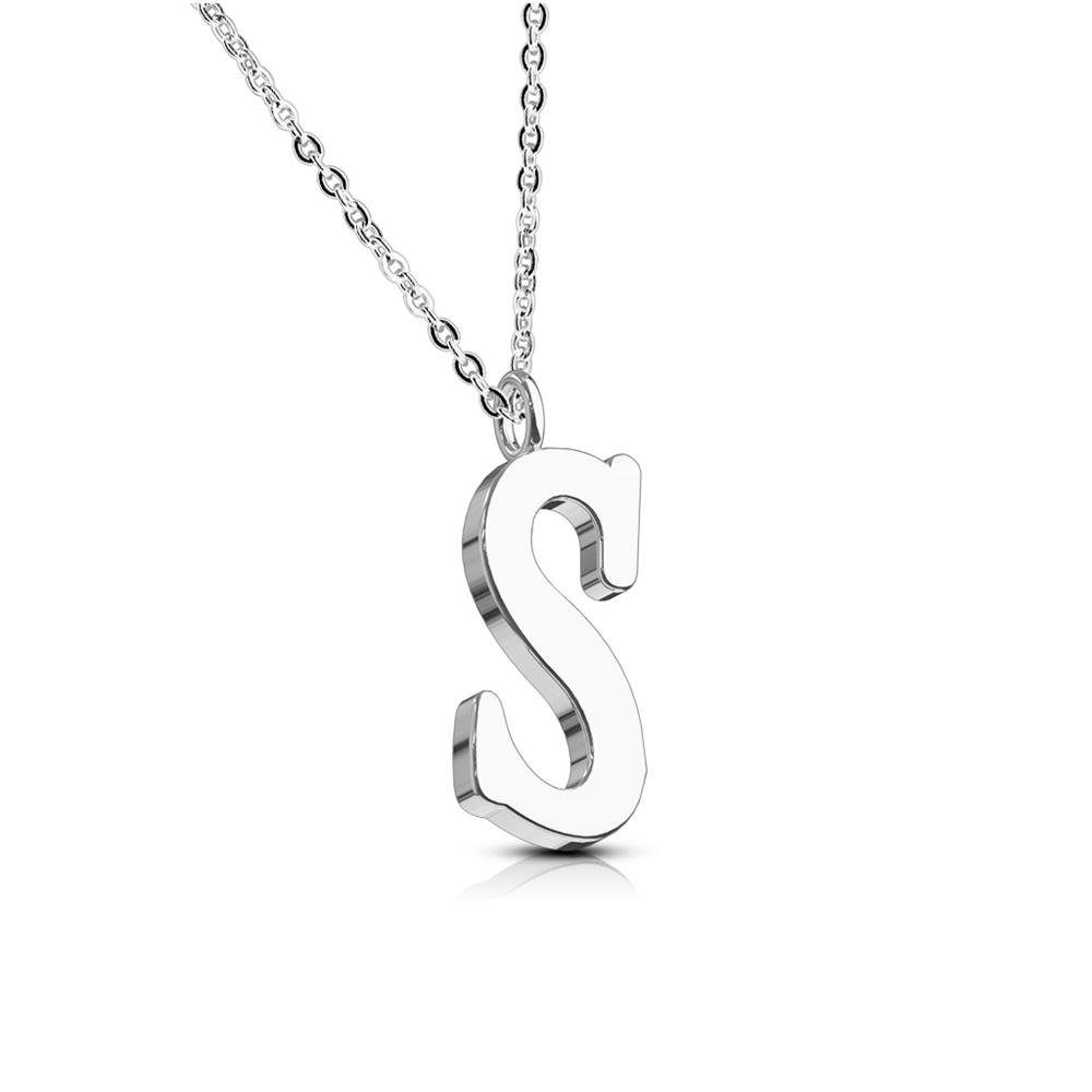 Valentinstagsgeschenk BUNGSA Ketten-Set Kette Buchstaben Anhänger Silber aus Edelstahl Damen (1-tlg), Halskette Necklace, silberfarben, S, S, S