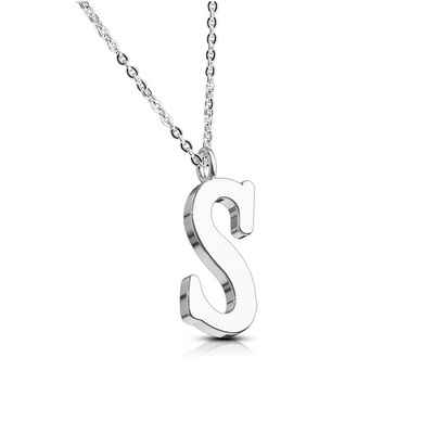 BUNGSA Ketten-Set Kette Buchstaben Anhänger Silber aus Edelstahl Damen (1-tlg), Halskette Necklace