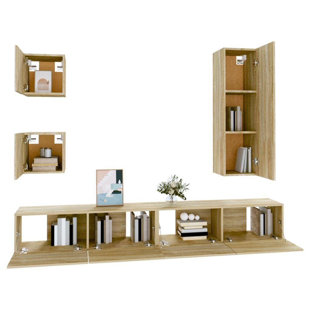 5-tlg. furnicato TV-Schrank Holzwerkstoff Sonoma-Eiche TV-Schrank-Set