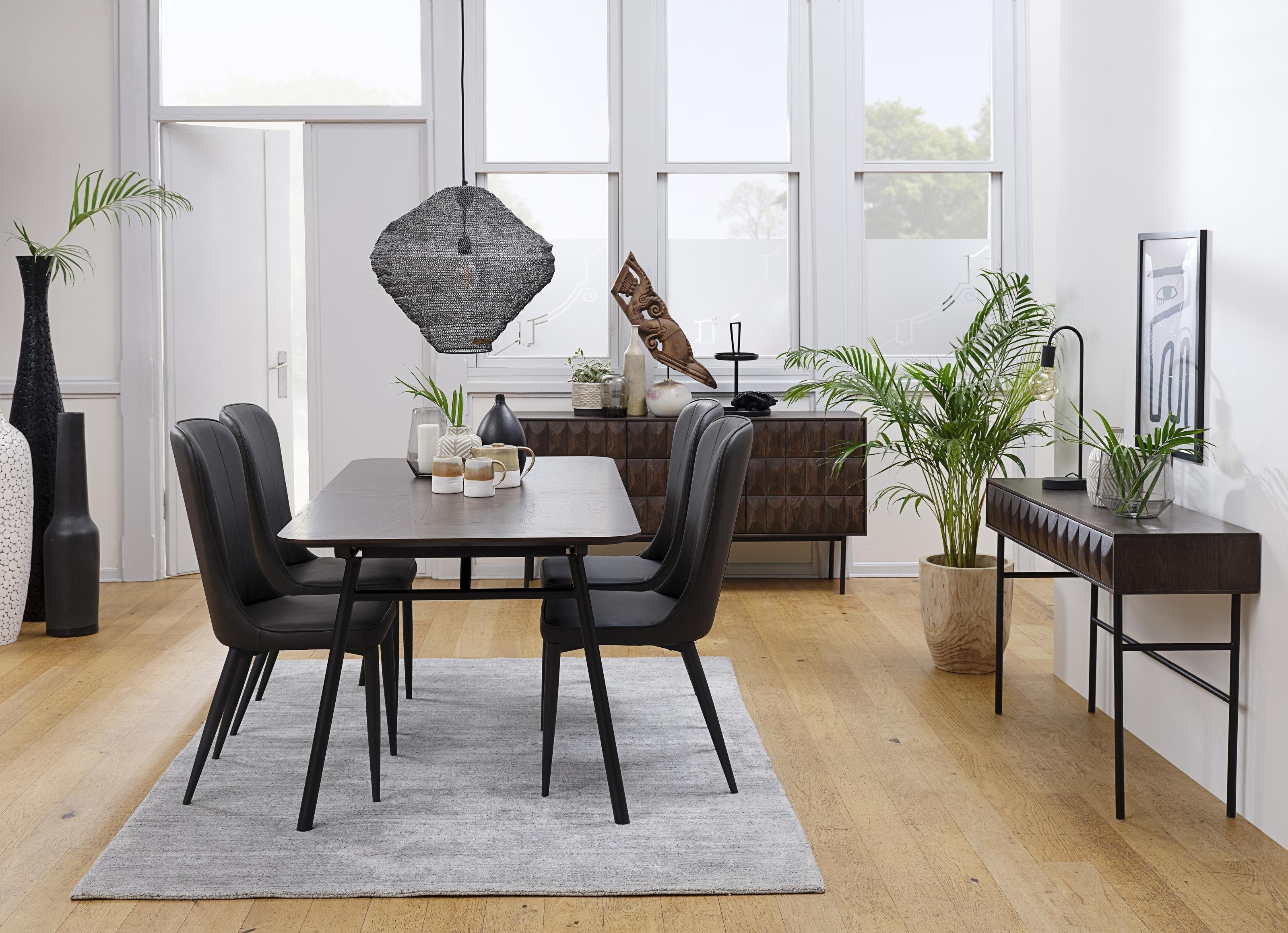 Furniert in aus mit lackiert Abmessungen Furniert Metall cm Eiche möbelando Beistelltisch 117x75x39 Schwarz Espresso LATINA, Espresso (B/H/T) Absetzungen lackiert Eiche in Lackiert.