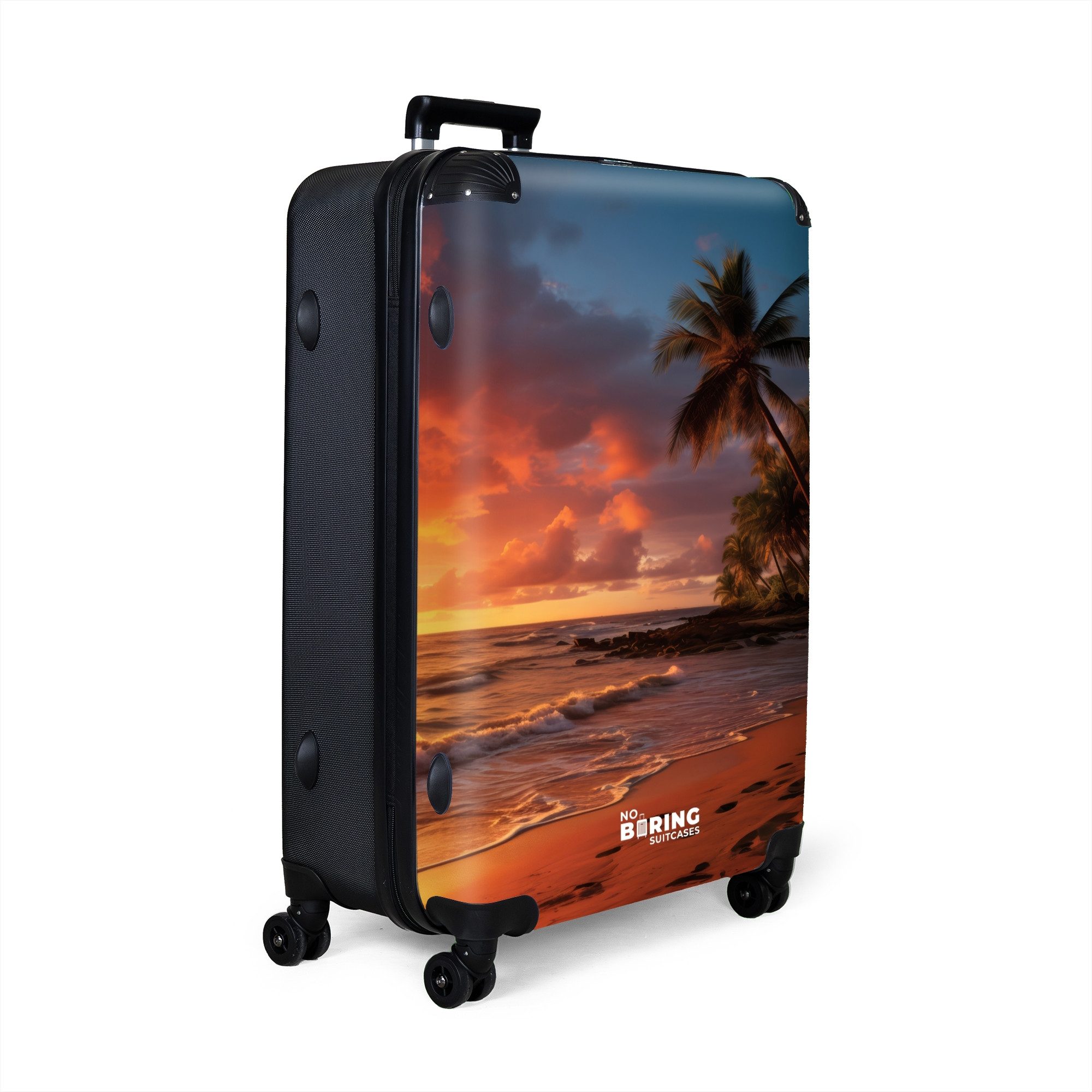 NoBoringSuitcases.com© Hartschalen-Trolley Strand mit Palme bei günstig online kaufen