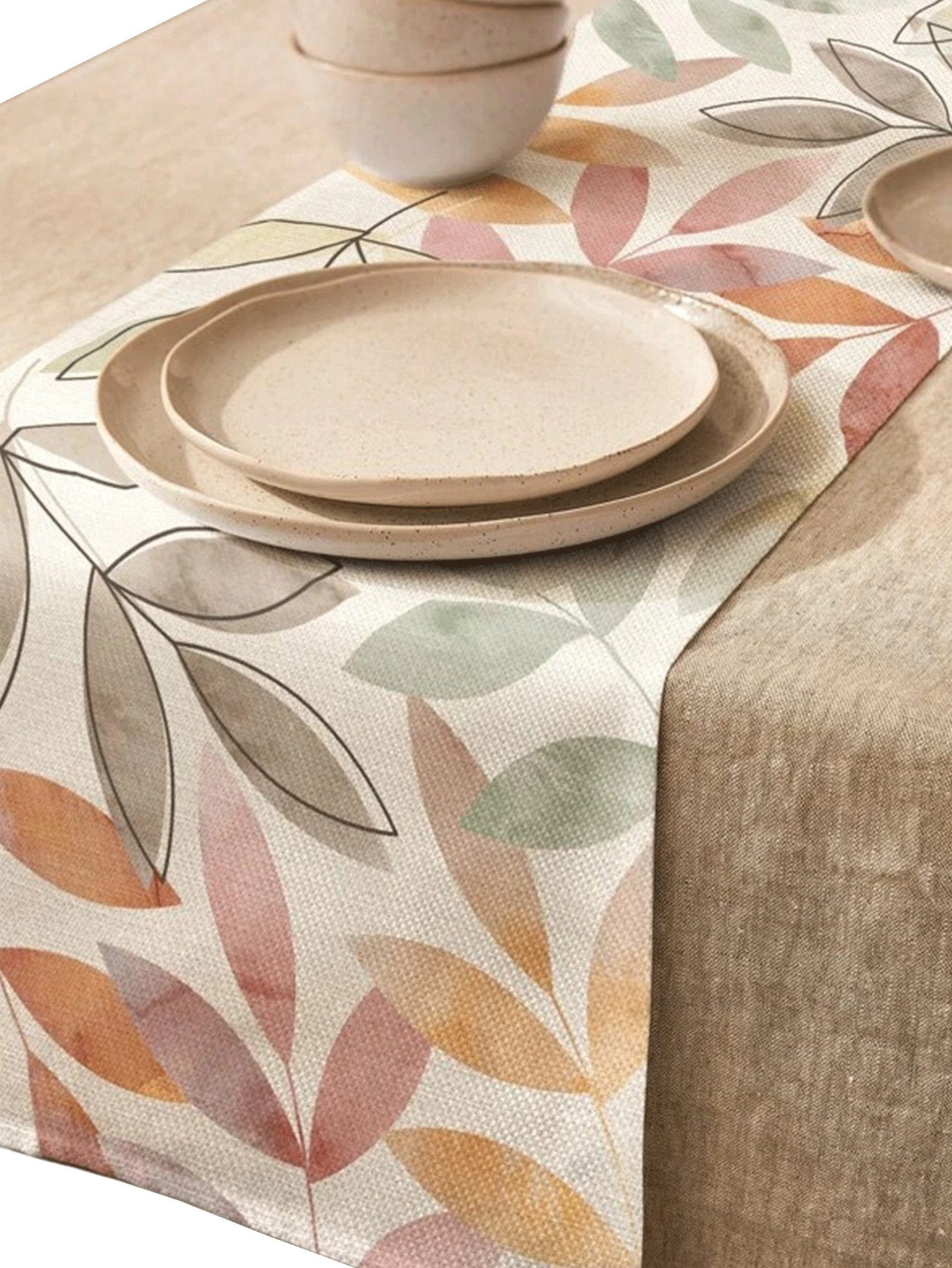 LIVINA HOME Tischläufer Premium Tischdecke abwaschbar, Tischband, moderne Leinenoptik Decke, Tischtuch, Juteband, Gartentischdecke, Tafeltuch