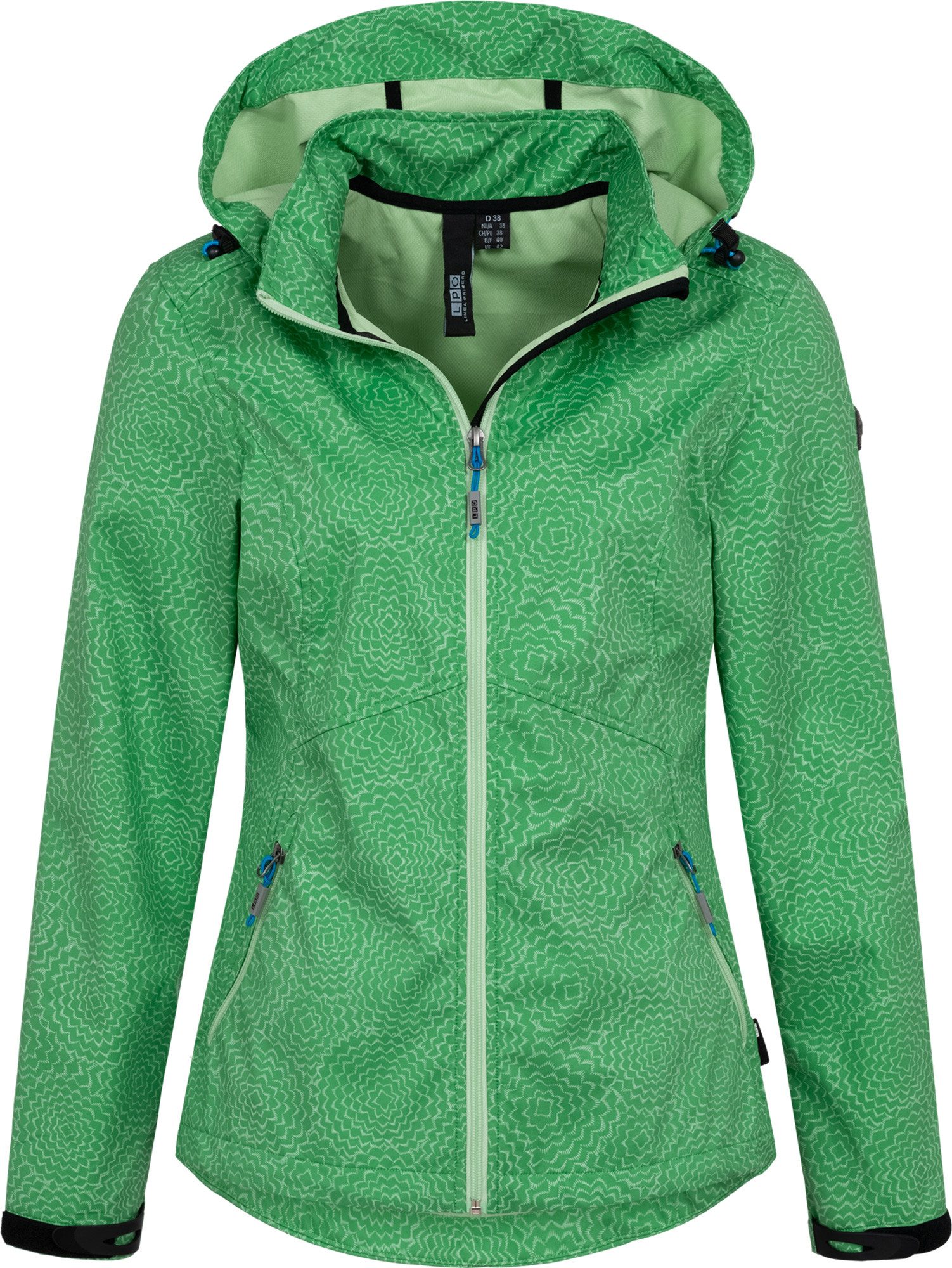 LPO Softshelljacke SHELBY PEAK II leichte Softshelljacke mit All-Over-Print und abnehmbarer Kapuze