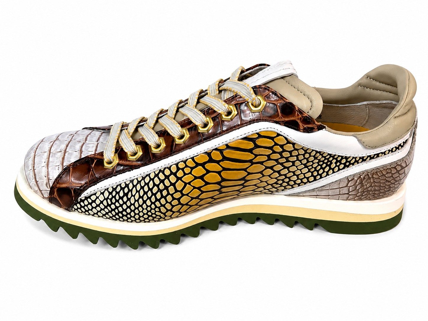 Lorenzi Lorenzi-17601-Square Sneaker Handgefertigt in Italien, Designer Sneaker, Kalbsleder