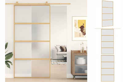 vidaXL Zimmertür Schiebetür Golden 102,5x205 cm Matt ESG-Glas und Aluminium Zimmertür I