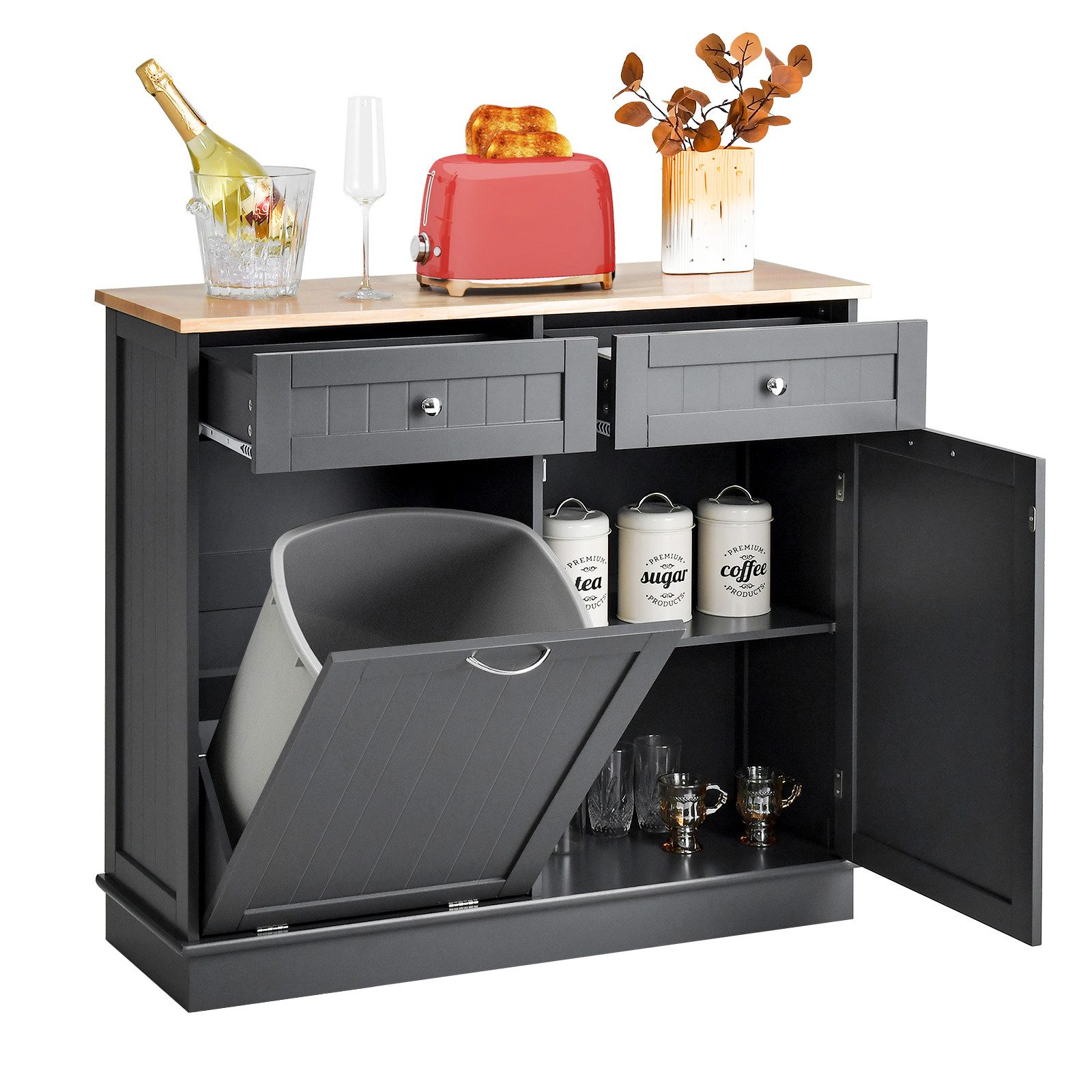 KOMFOTTEU Sideboard Küchenschrank, mit großer Arbeitsplatte günstig online kaufen