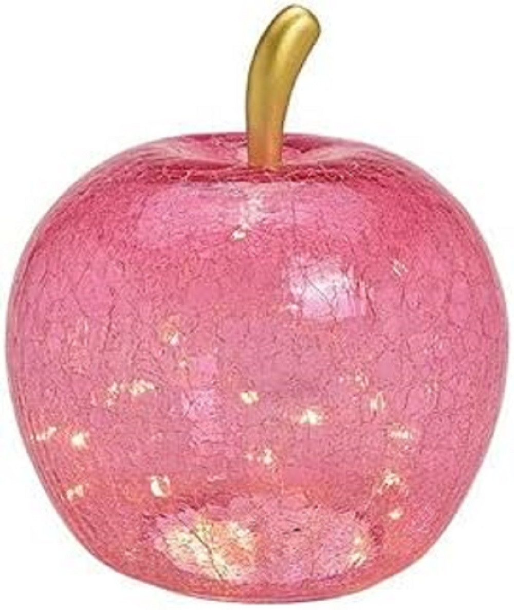 Wurm LED Dekoobjekt LED Dekolampe Apfel Glas 30er LED Lichterkette Timer Ø22 cm pink