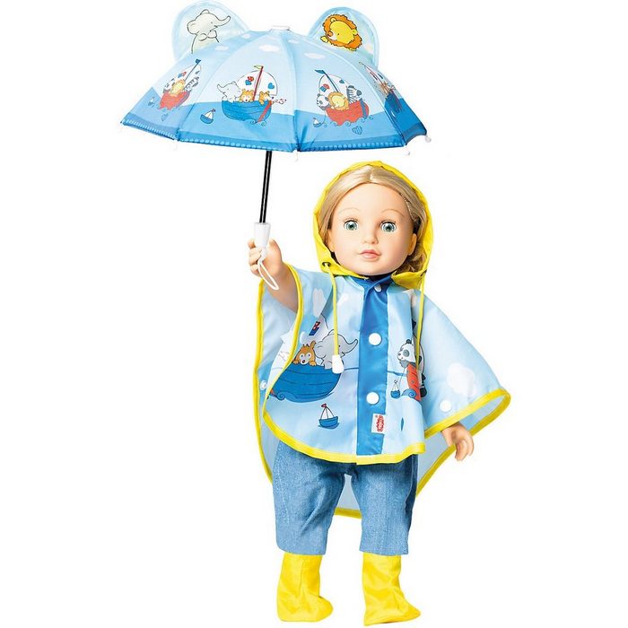 Heless Puppen Accessoires-Set Puppen-Regencape mit Puppenschirm und Regenstiefeln Gr. 35-45 cm