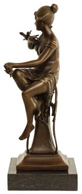 Aubaho Skulptur Bronzeskulptur Frau Vogel im Antik-Stil Bronze Figur Statue 23cm