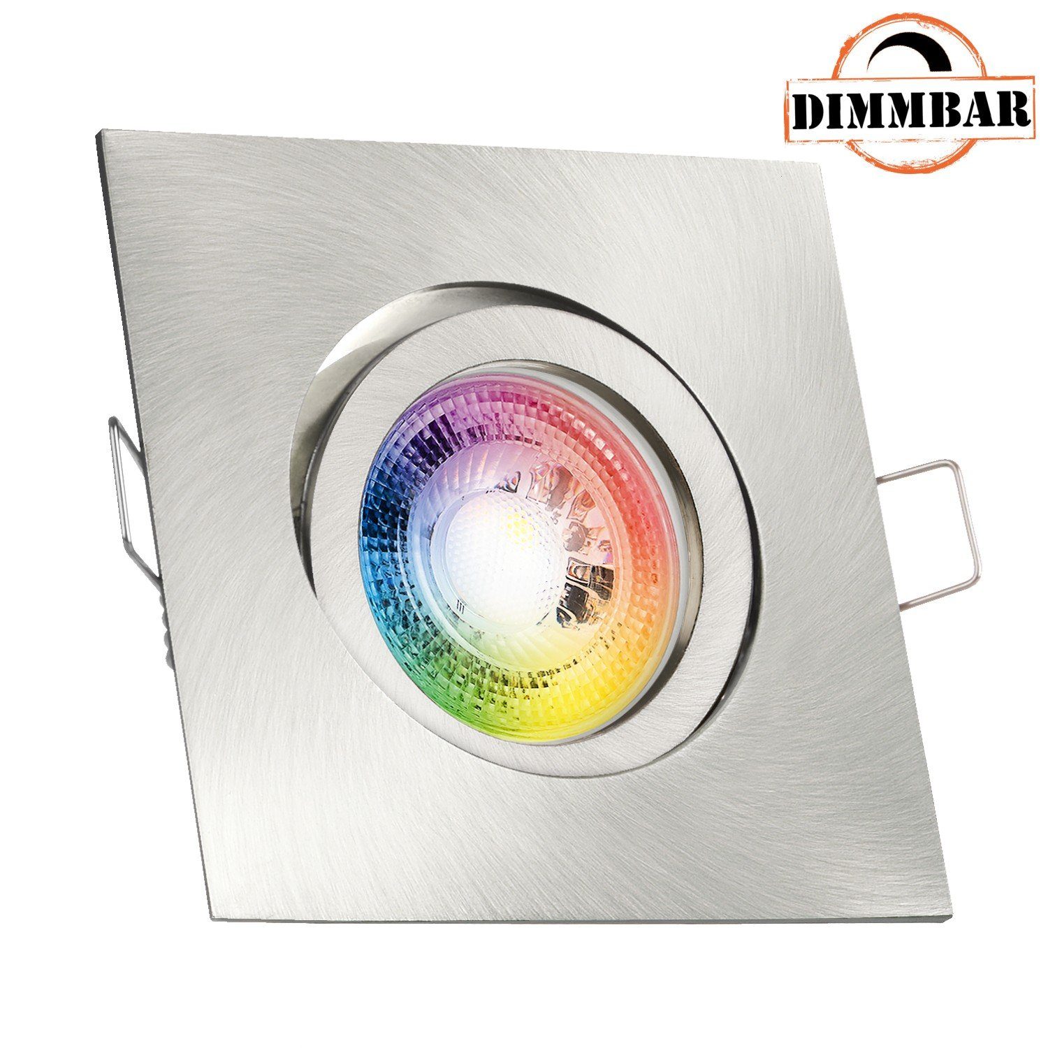 LEDANDO LED Einbaustrahler RGB LED Einbaustrahler Set GU10 in edelstahl / silber gebürstet mit 3W