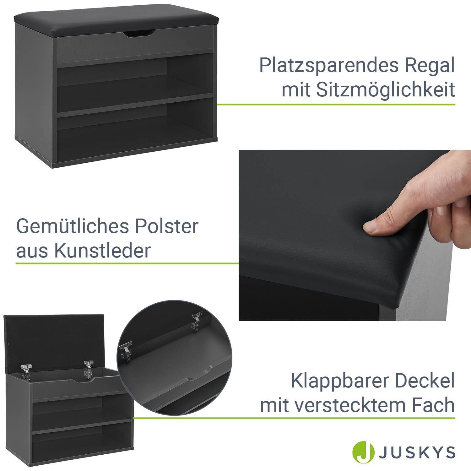 150 Schwarz Grau, Juskys Klappdeckel, für Schuhregal, bis kratzfeste Grau 6 | kg Oberfläche, Paare, mit