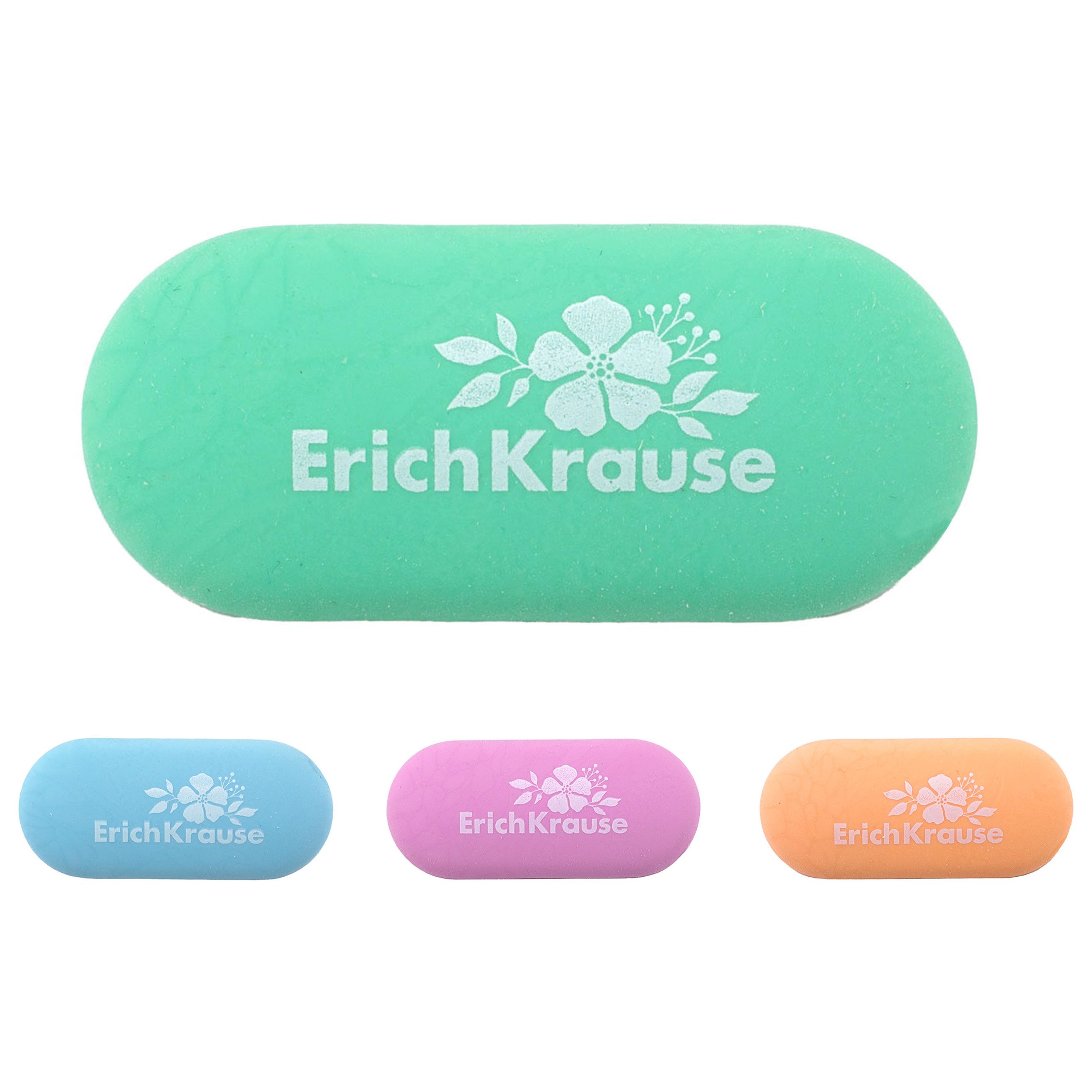 Erich Krause Radiergummi, Radiergummi 5,5cm Blumenmotiv weich & staubfrei 1 Stück sort. Pastell