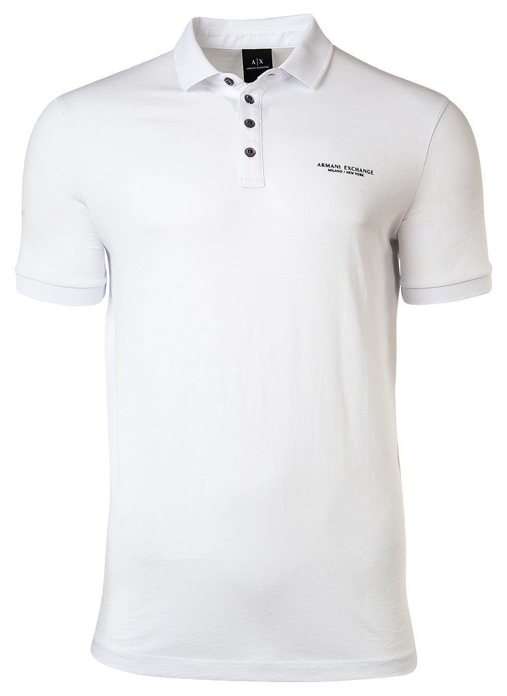 ARMANI EXCHANGE Poloshirt Weiß Poloshirt fit, Cotton Slim Herren Schriftzug, 