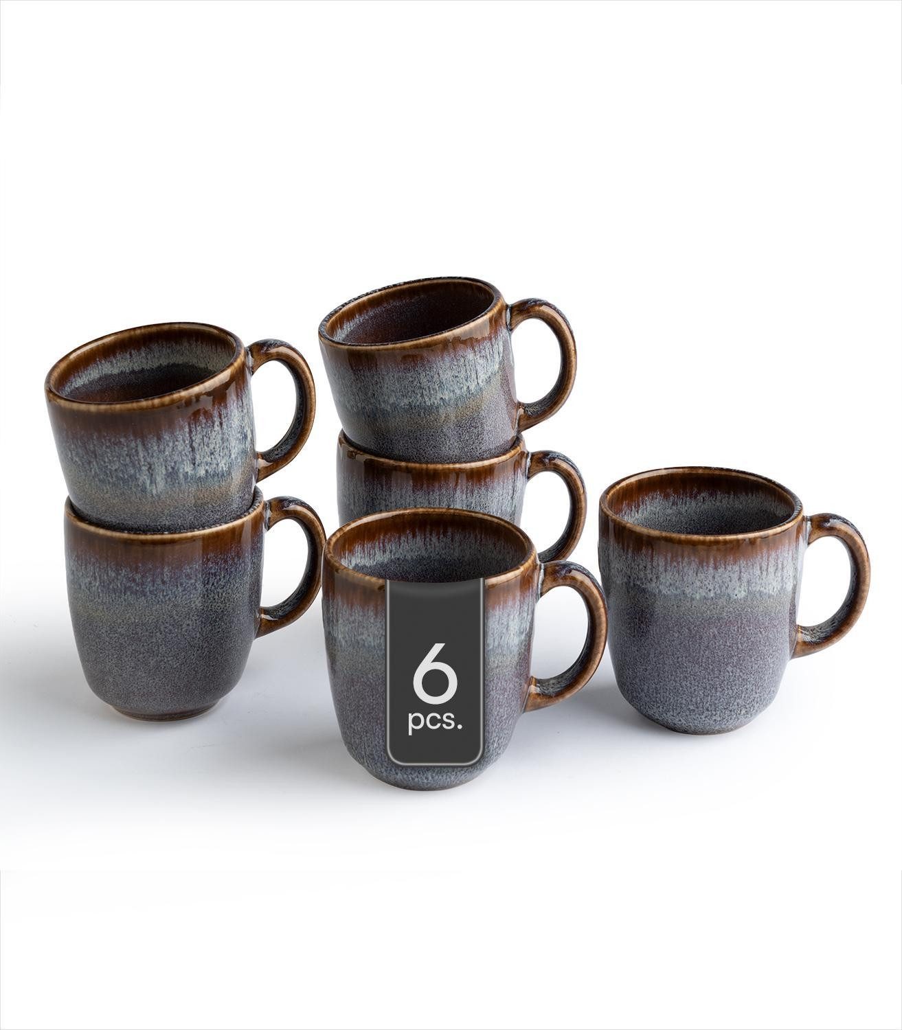 Villeroy & Boch Tasse Kaffeetassen LAVE, 400 ml, Beige, Grau, 6-tlg., Steingut, mit Reaktivglasur, Spülmaschinenfest