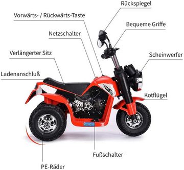 COSTWAY Elektro-Kindermotorrad, mit Scheinwerfer & Hupe, 3-4 km/h